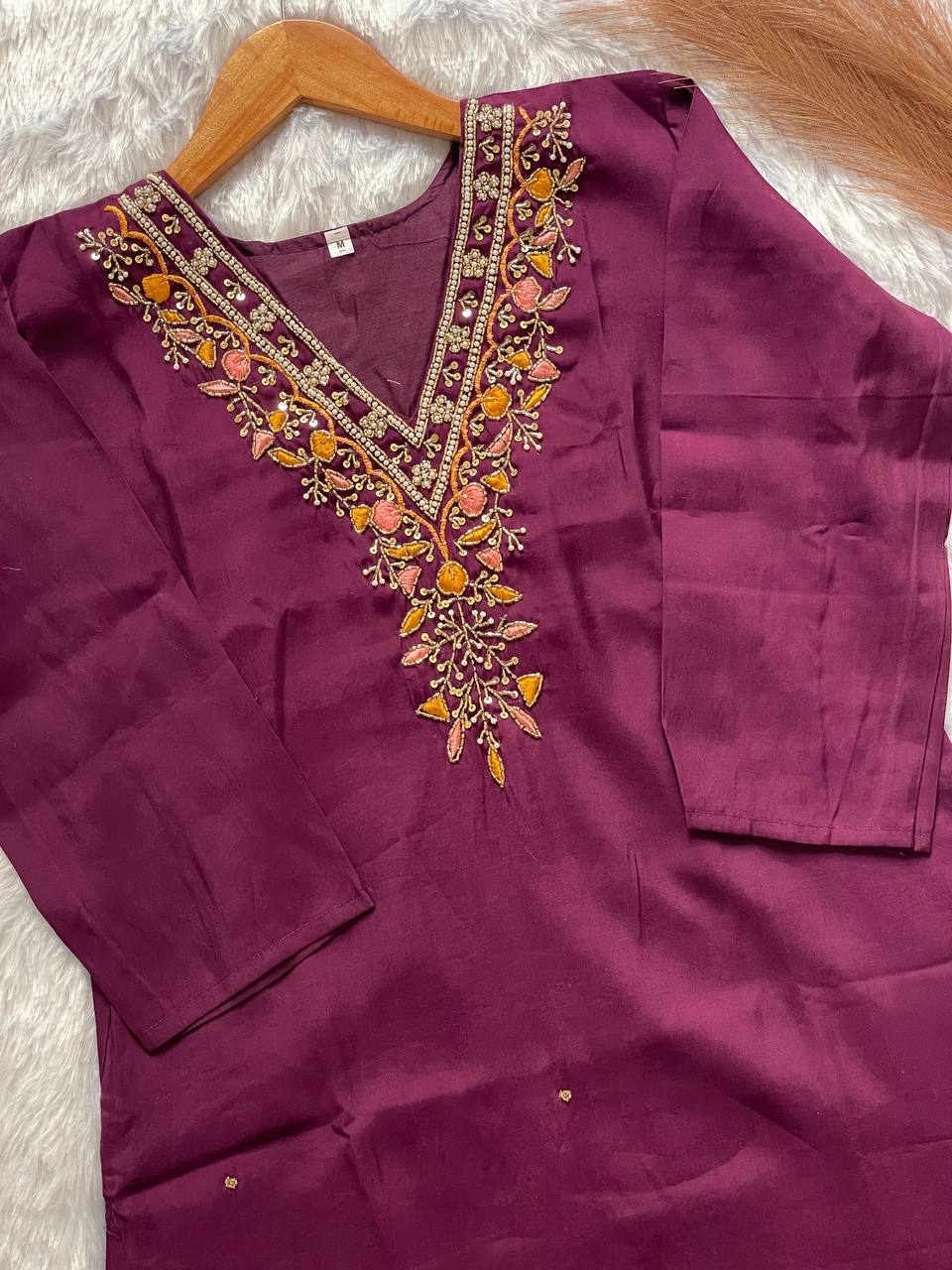 handwork kurti pant with dupatta set rpd fashion