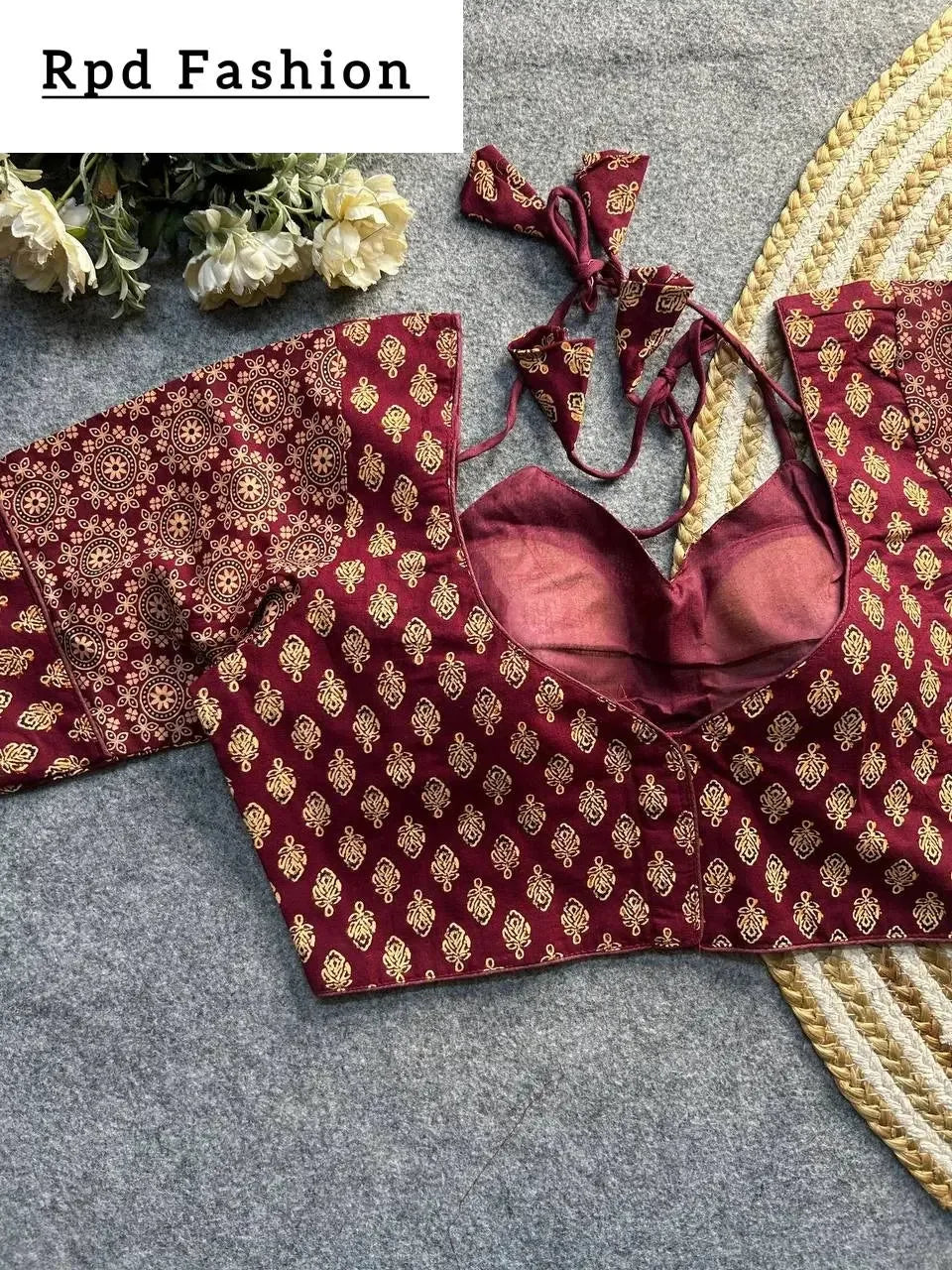 ajrakh cotton halter neck blouse - elegant ethnic wear - rpd fashion