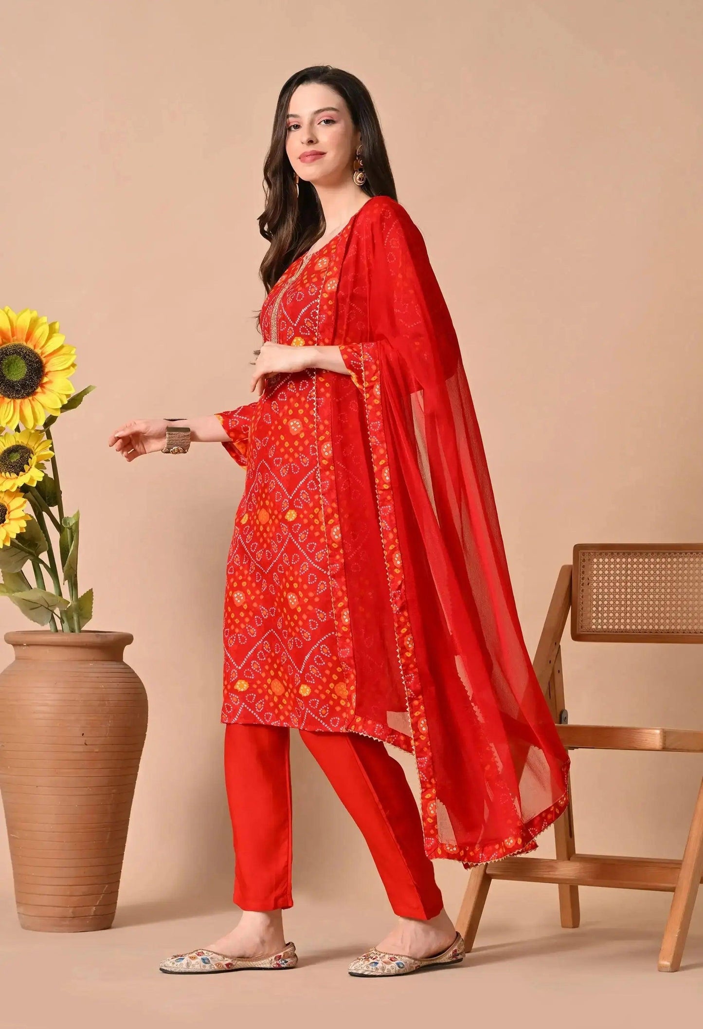 bandhani kurti set for women | traditional printed kurti pant with dupatta - rpd fashion