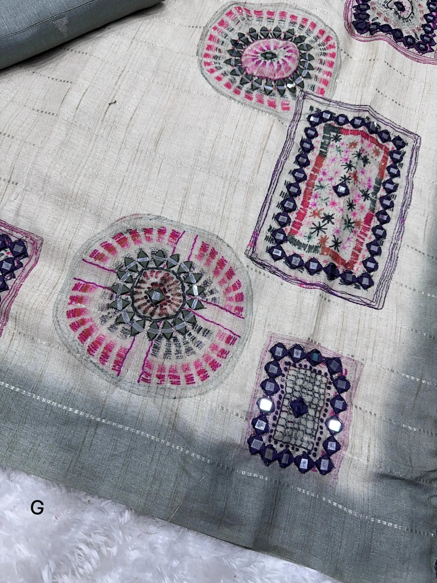 batik printed hand mirror work pure tusser cotton saree with blouse - rpd fashion