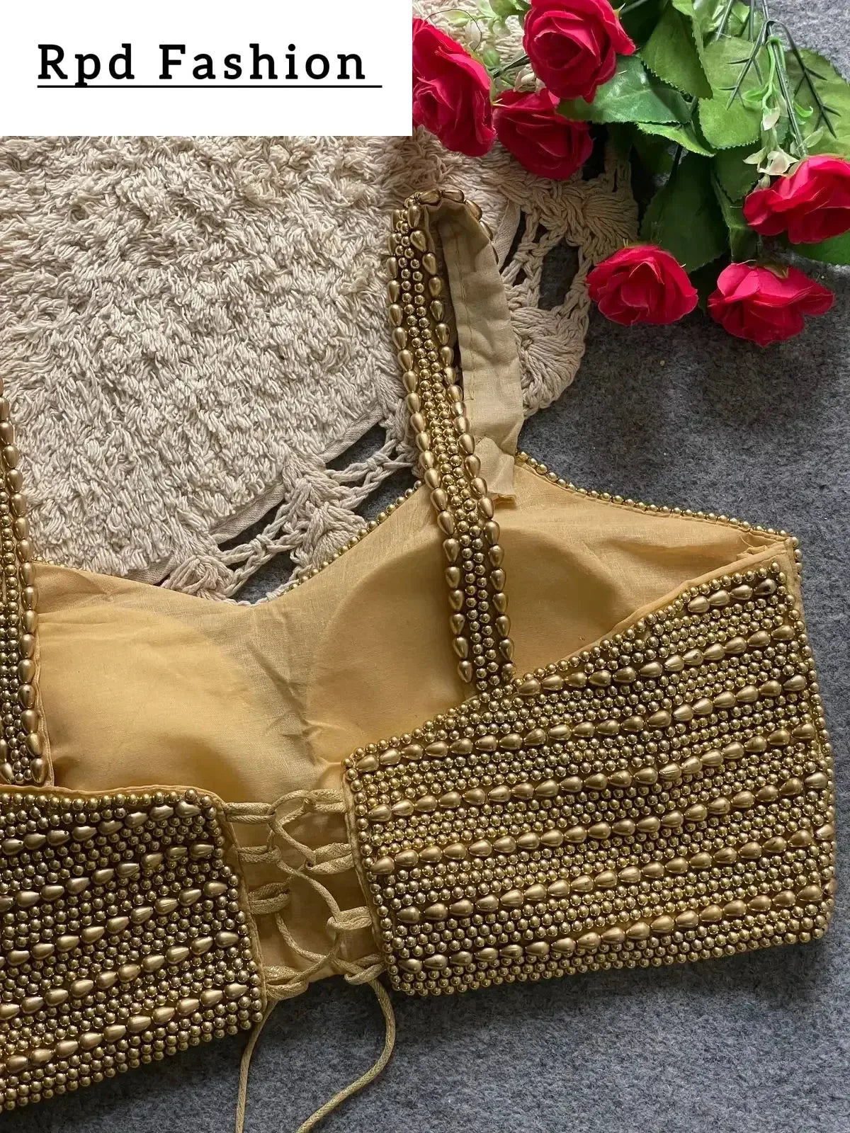 beautiful pearl moti spaghetti blouse - elegant silk design - rpd fashion