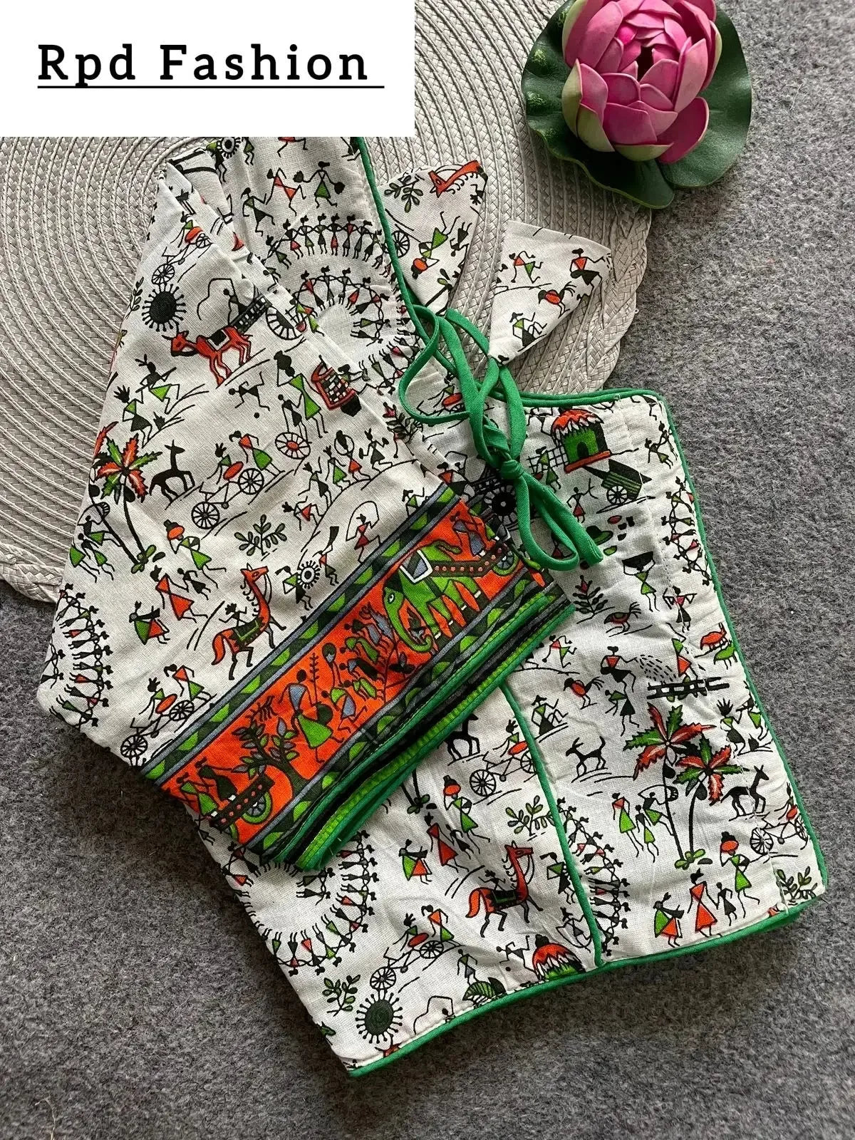 cotton natural dye handblock print boat neck blouse - rpd fashion