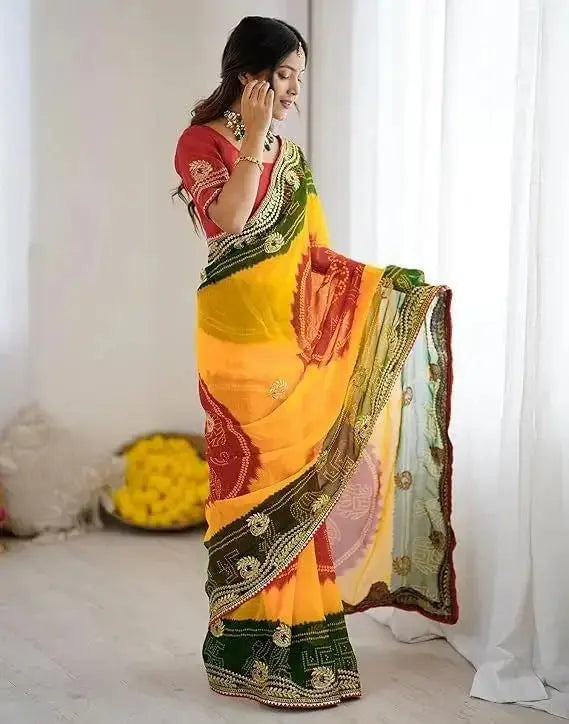 designer jaipuri bandhani saree for women – classic rajasthani style - rpd fashion