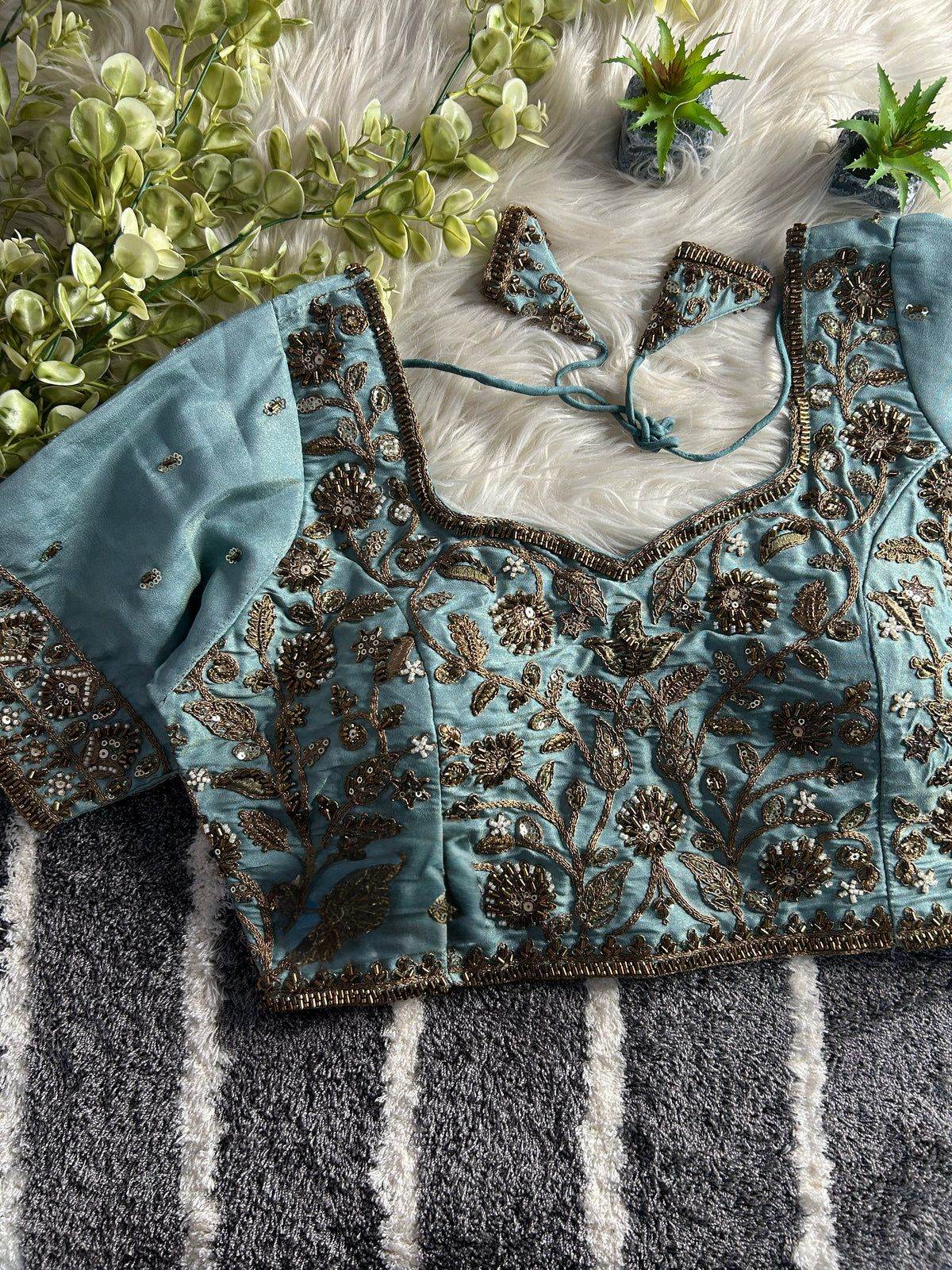 designer partywear blouse with heavy handwork - rpd fashion