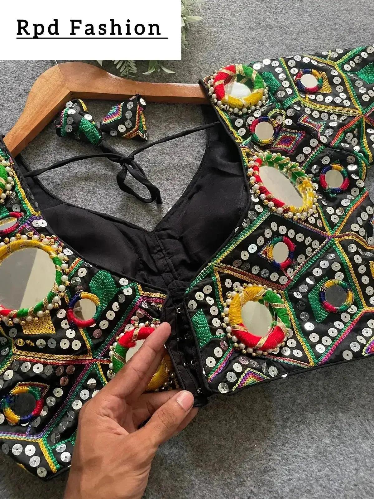real mirror multi thread work blouse - heavy embroidery - rpd fashion