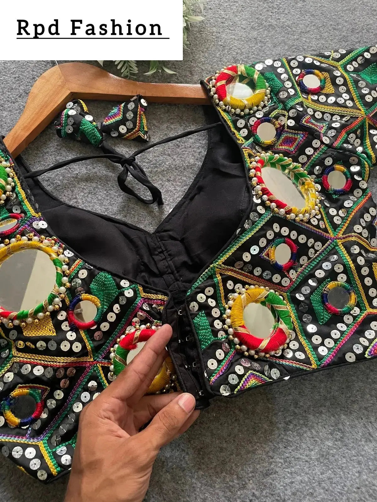 real mirror multi thread work blouse - heavy embroidery - rpd fashion