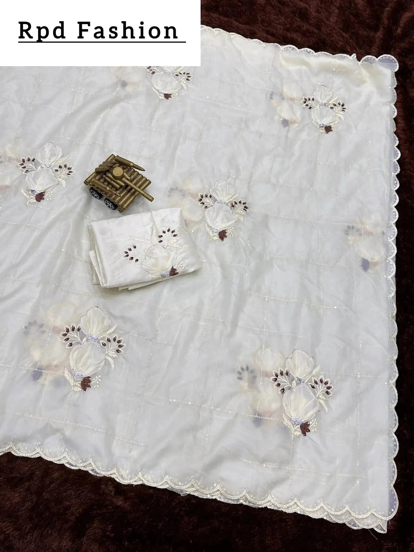 sequins embroidered work with thread work in saree and blouse - rpd fashion