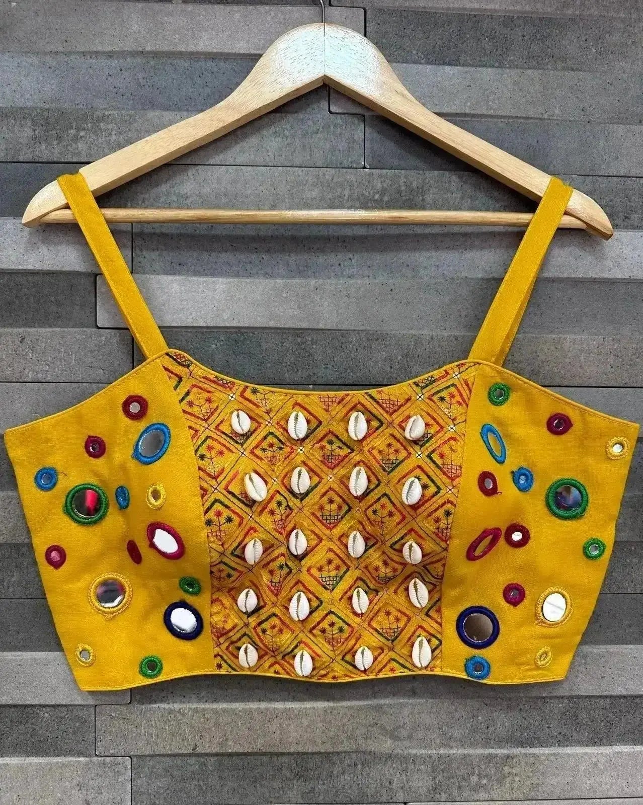 spaghetti style real kodi blouse with real mirror work - rpd fashion