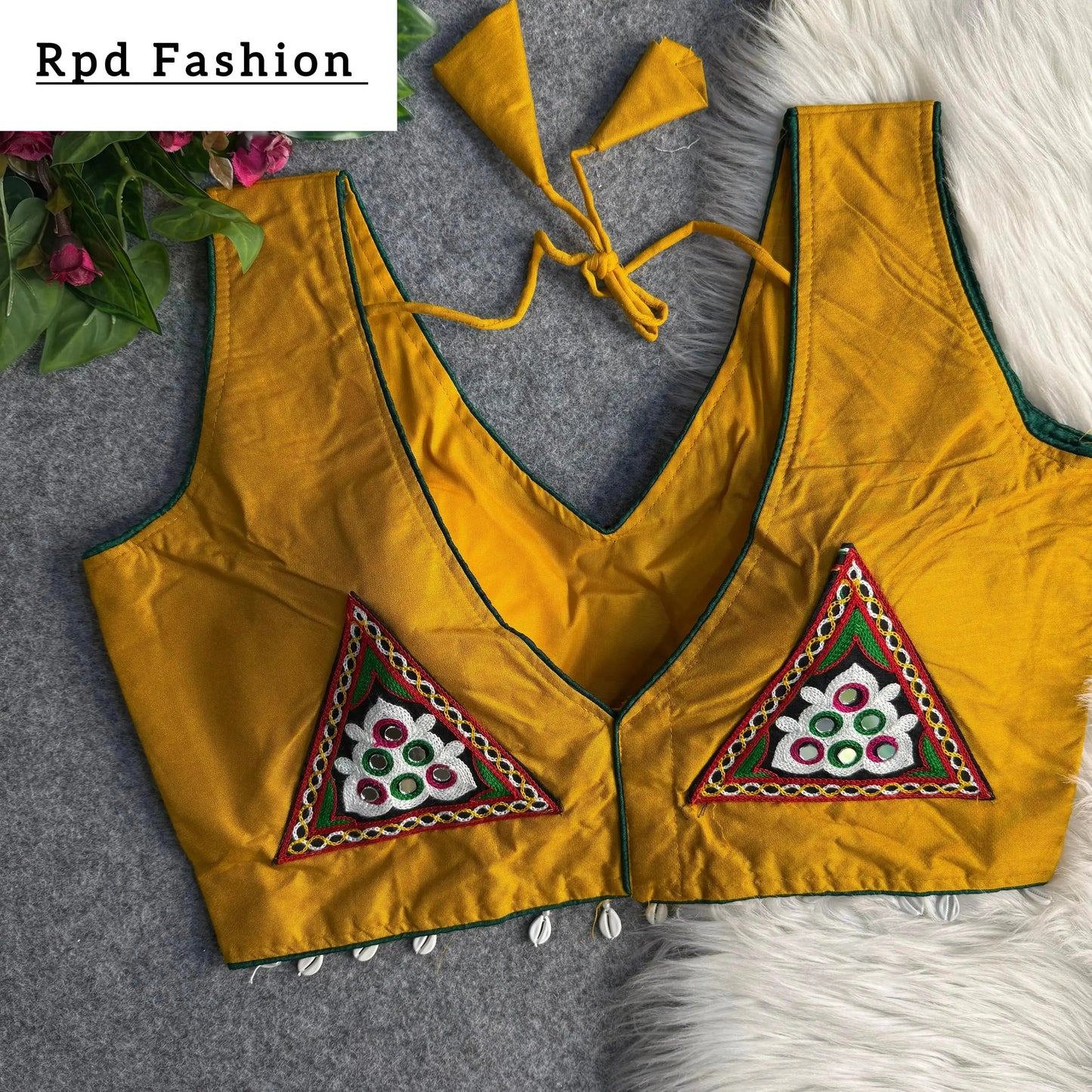 traditional navratri rayon cotton blouse with patch work - rpd fashion