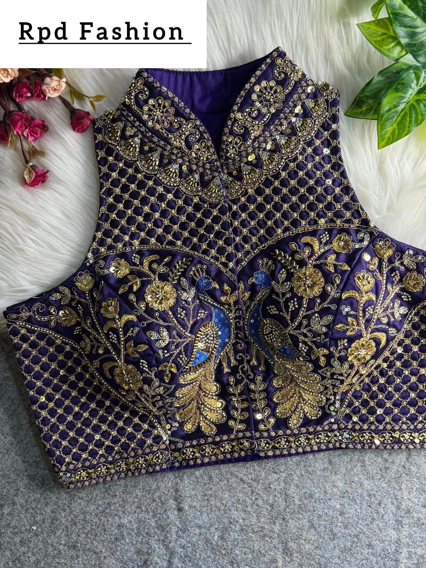 wedding hand work halter collar neck blouse - rpd fashion