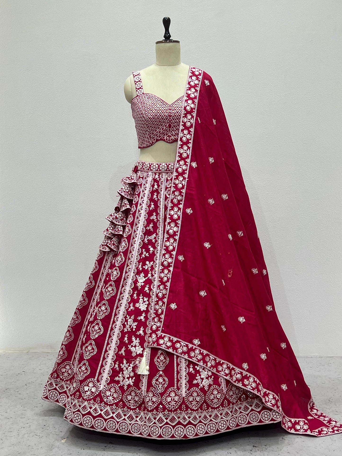 wedding lehenga choli in pink indian bridal lehenga with sequin embroidery designer lehenga for women - rpd fashion