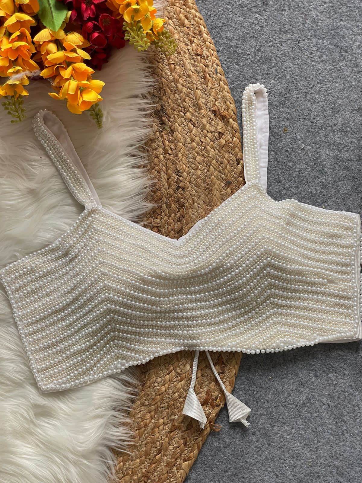 new beautiful pearl moti spaghetti blouse - rpd fashion