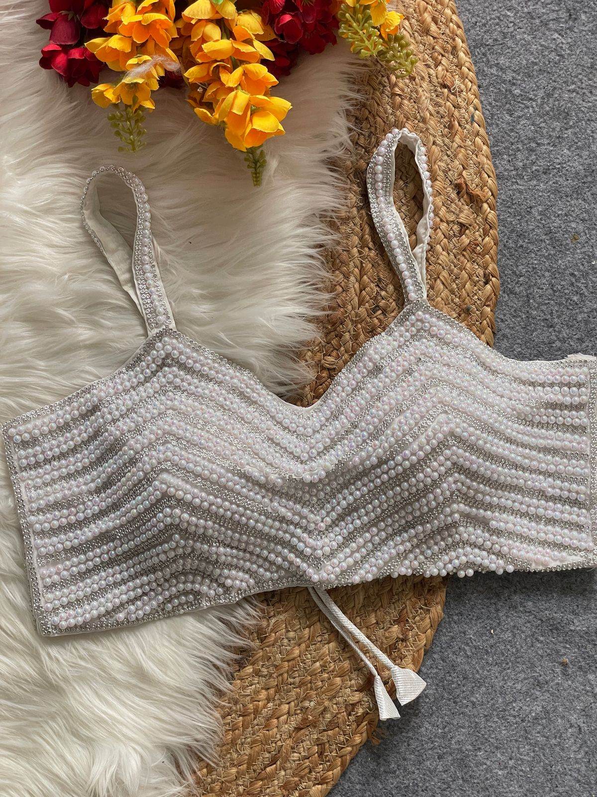 beautiful pearl moti spaghetti blouse - rpd fashion