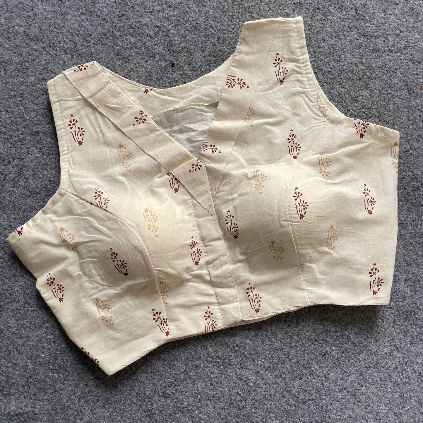 khadi cotton handloom fancy boat neck blouse with front hook design - rpd fashion