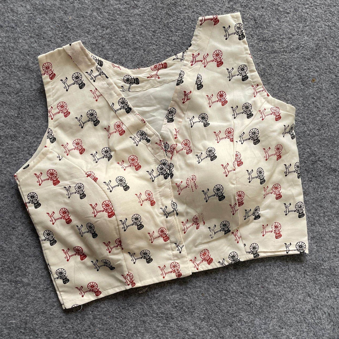 khadi cotton handloom fancy boat neck blouse with front hook design - rpd fashion