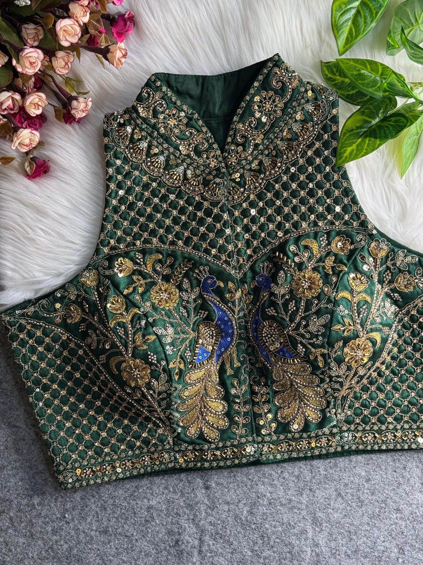 wedding hand work halter collar neck blouse - rpd fashion