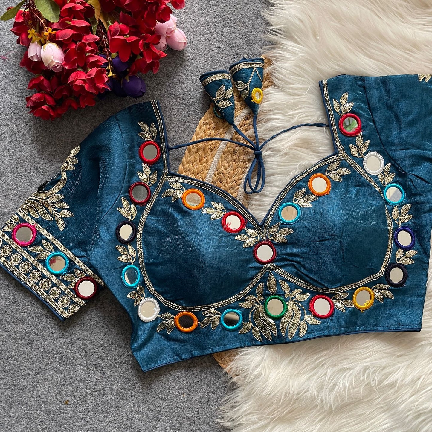 navratri real multi mirror work mumtaz cut stylish blouse rpd fashion