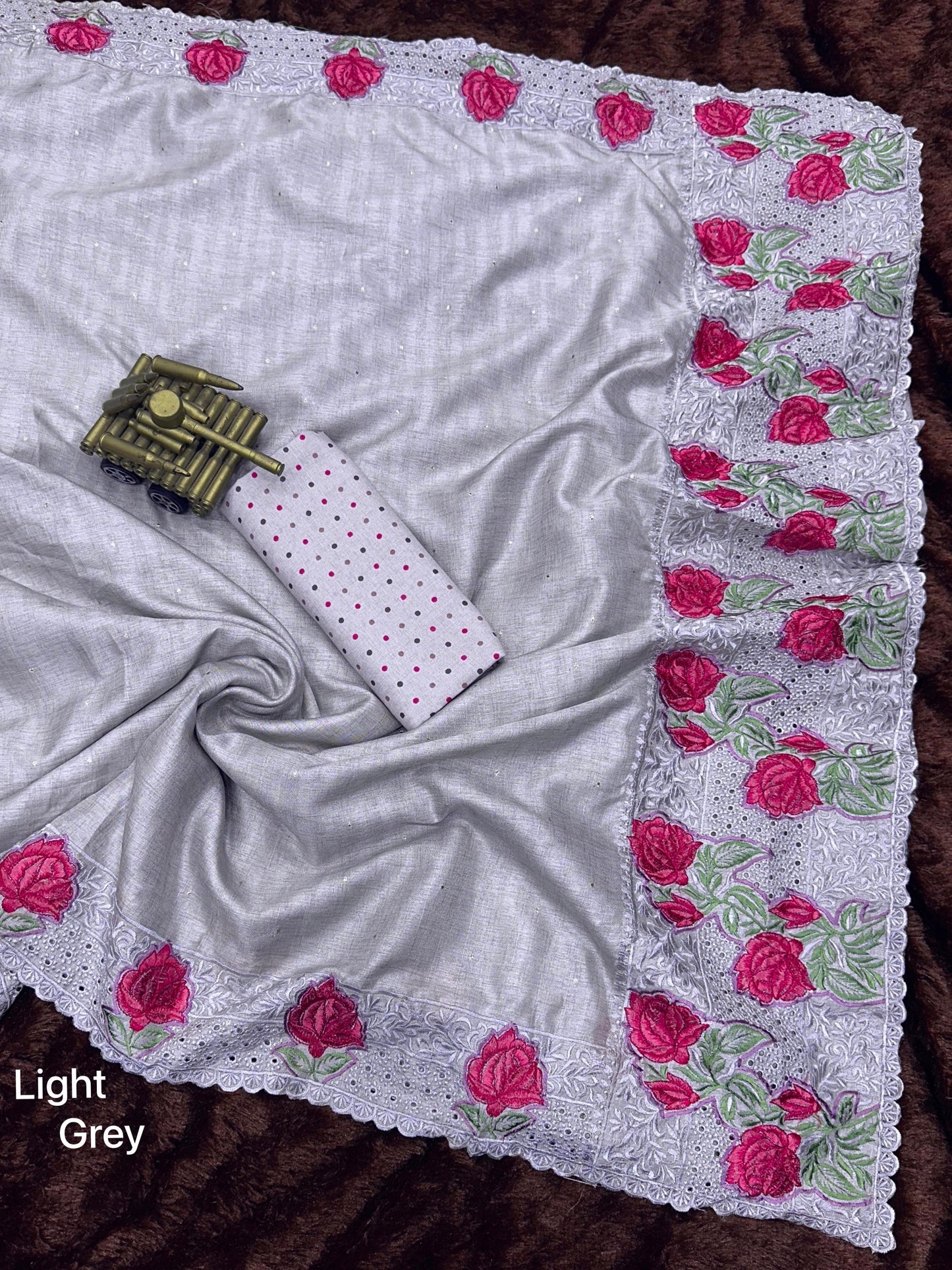 multi thread embroidery work in saree with cutwork & boaring work rpd fashion