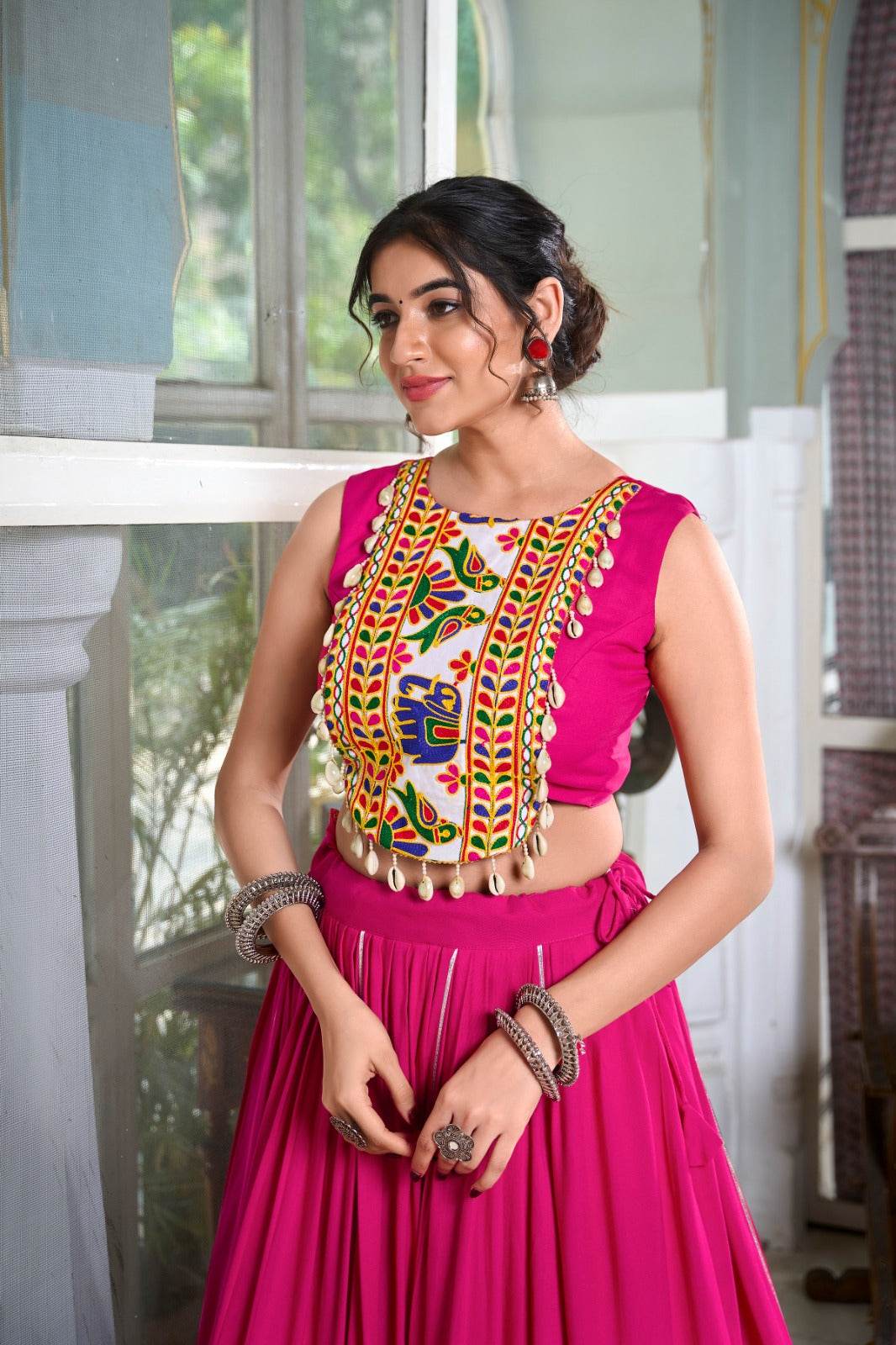 festive fashion at its best: rayon lehenga and gamthi work blouse for navratri - rpd fashion