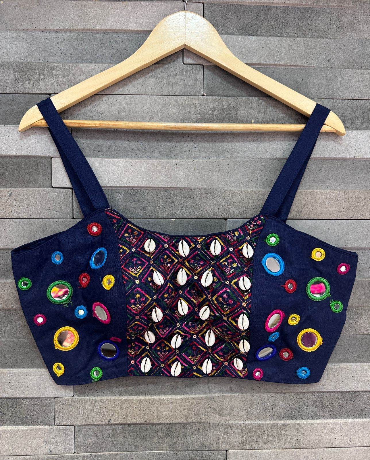 spaghetti style real kodi blouse with real mirror work - rpd fashion