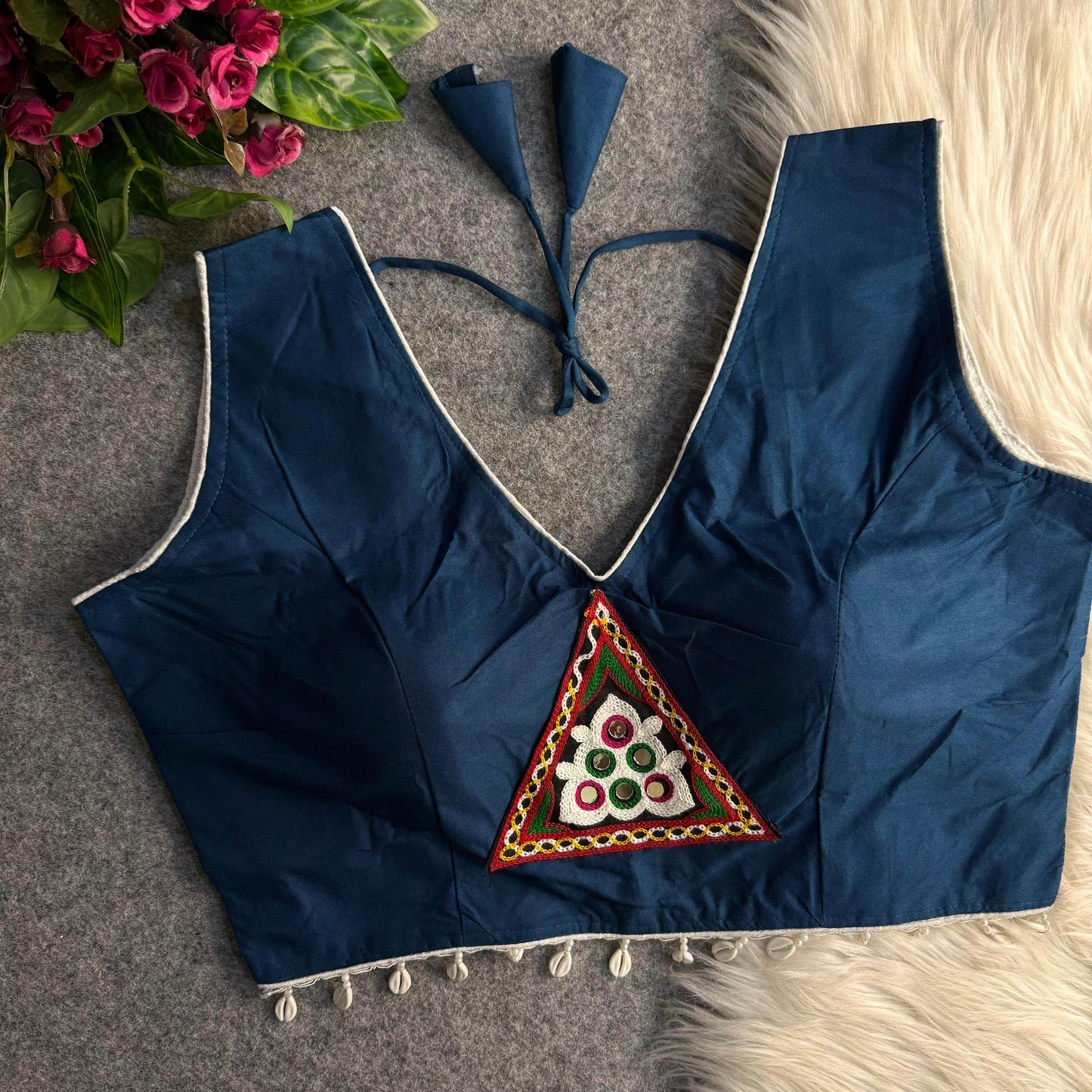 traditional navratri rayon cotton blouse with patch work - rpd fashion