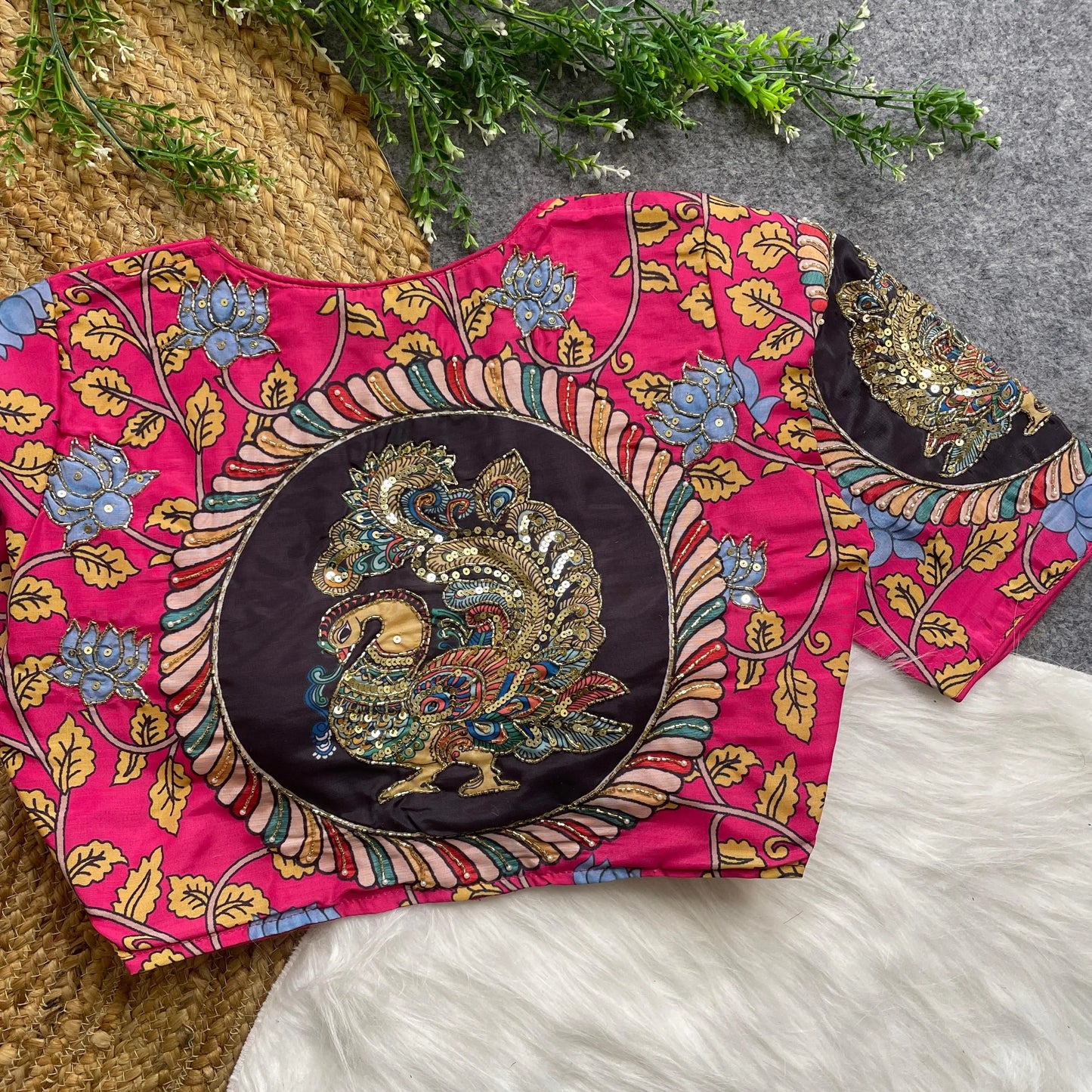 purely cotton print silk blouse with handmade work - boutique collection - rpd fashion