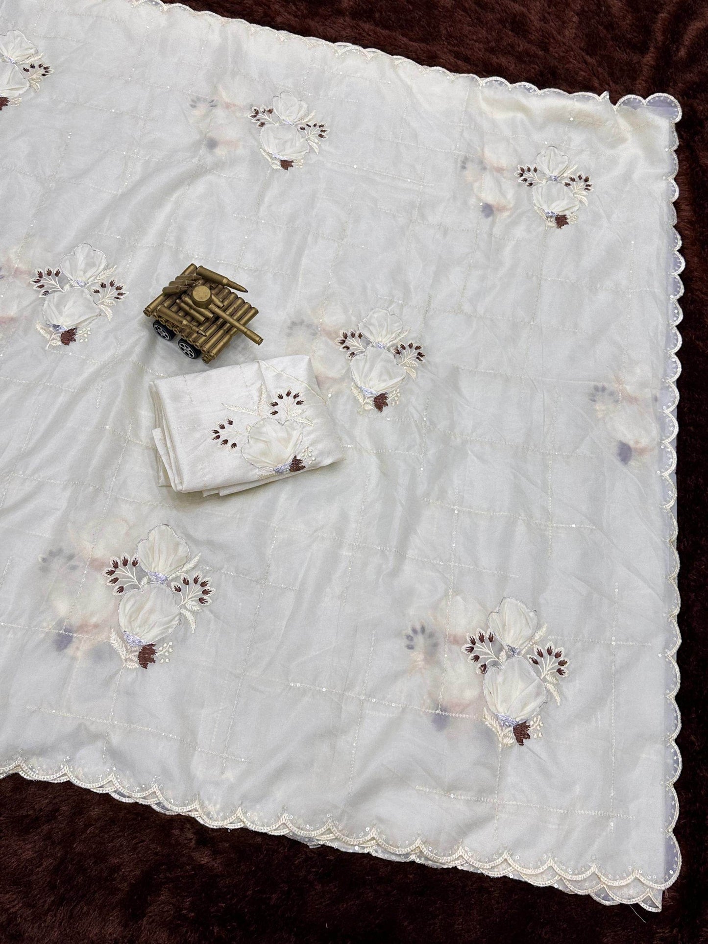 sequins embroidered work with thread work in saree and blouse - rpd fashion