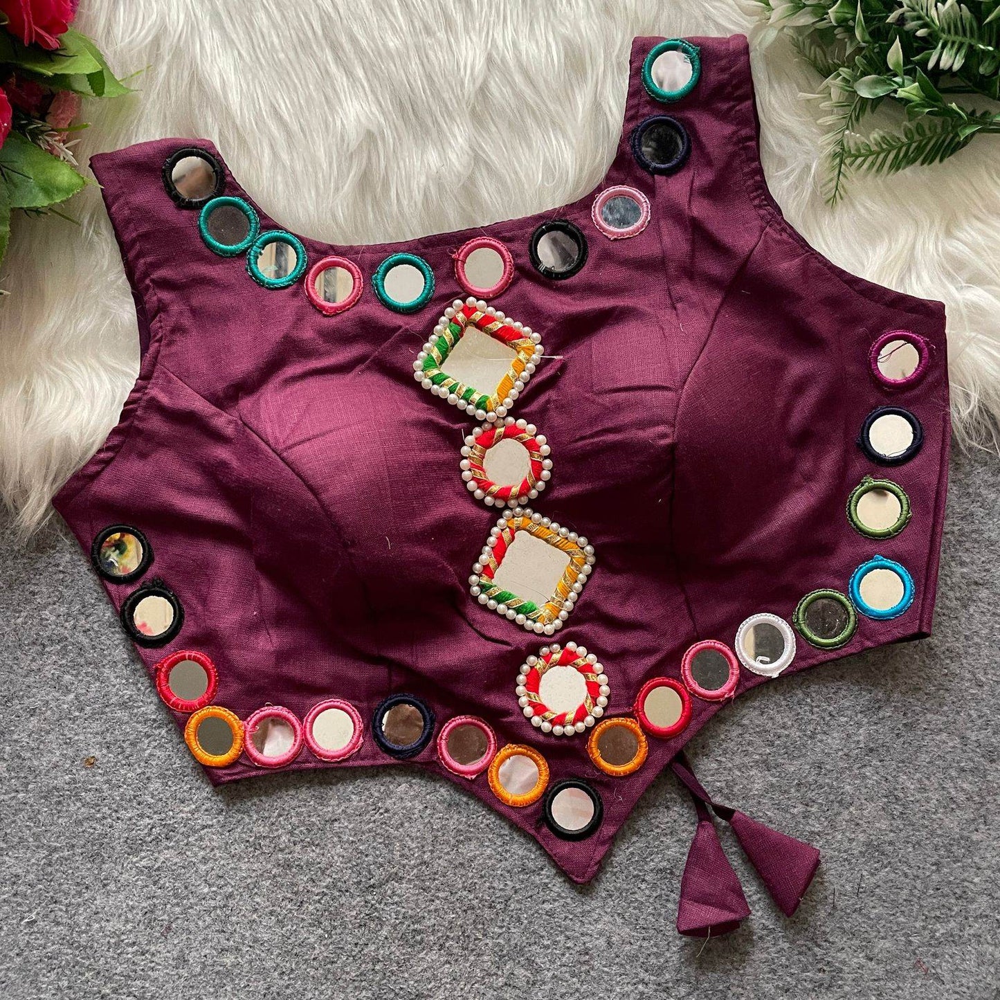 new navratri concept blouse with real hand mirror work - rpd fashion