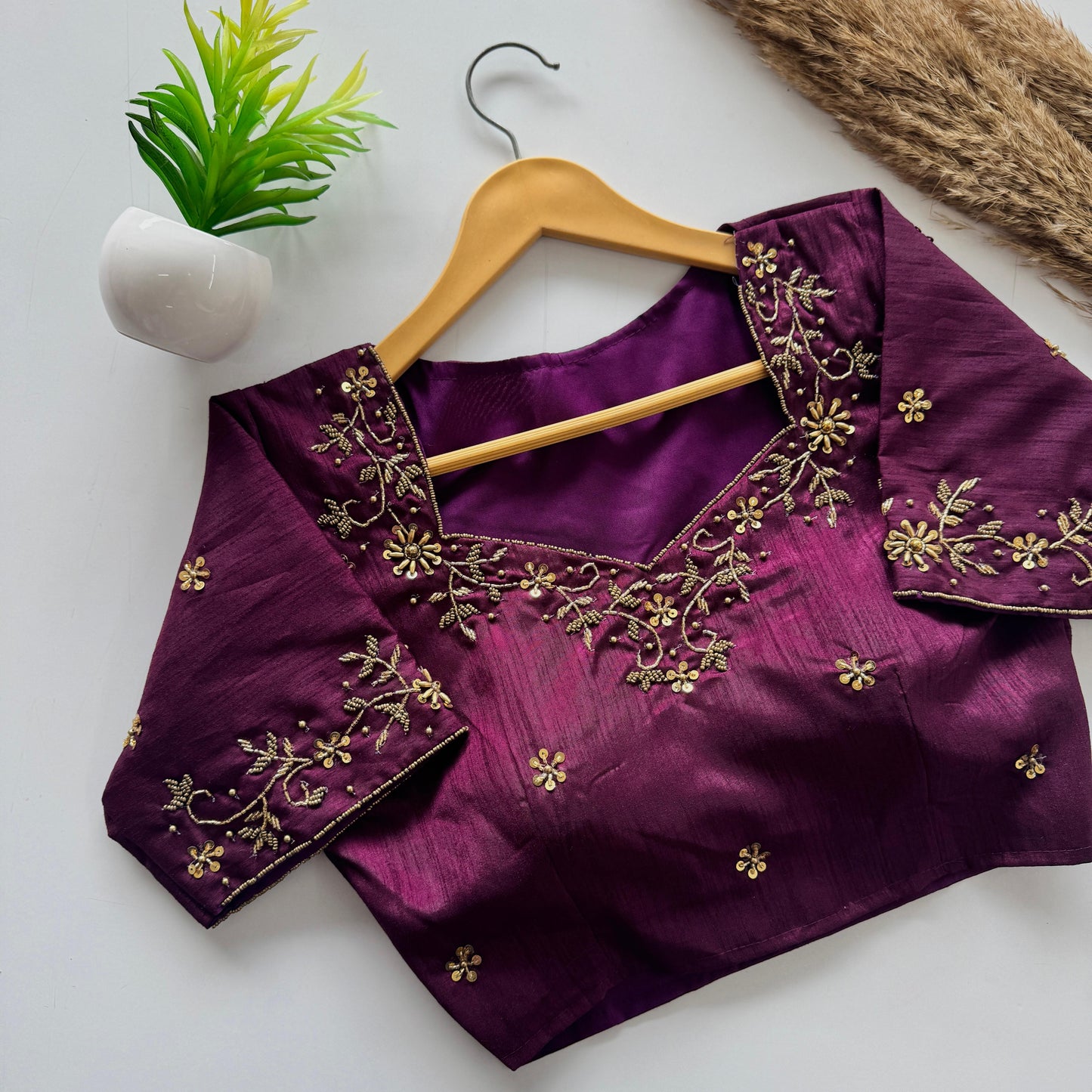 designer handwork blouse with intricate detailing