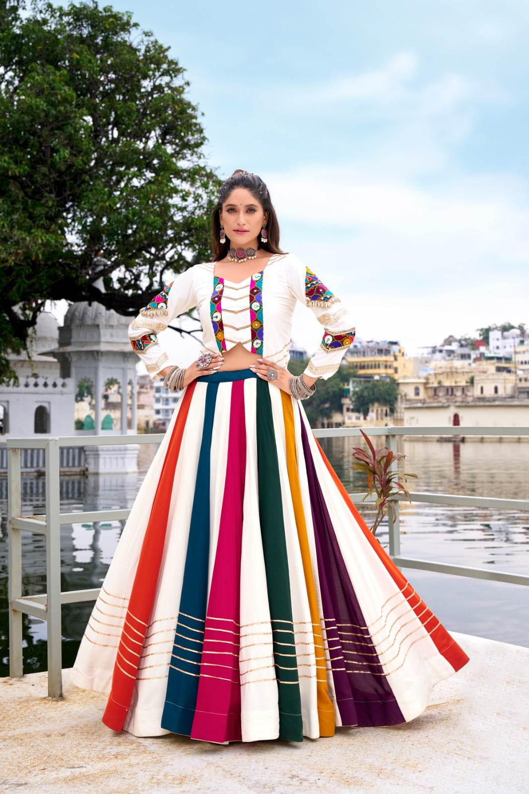 navratri special mirror work for legacy pure rayon lehenga choli - rpd fashion