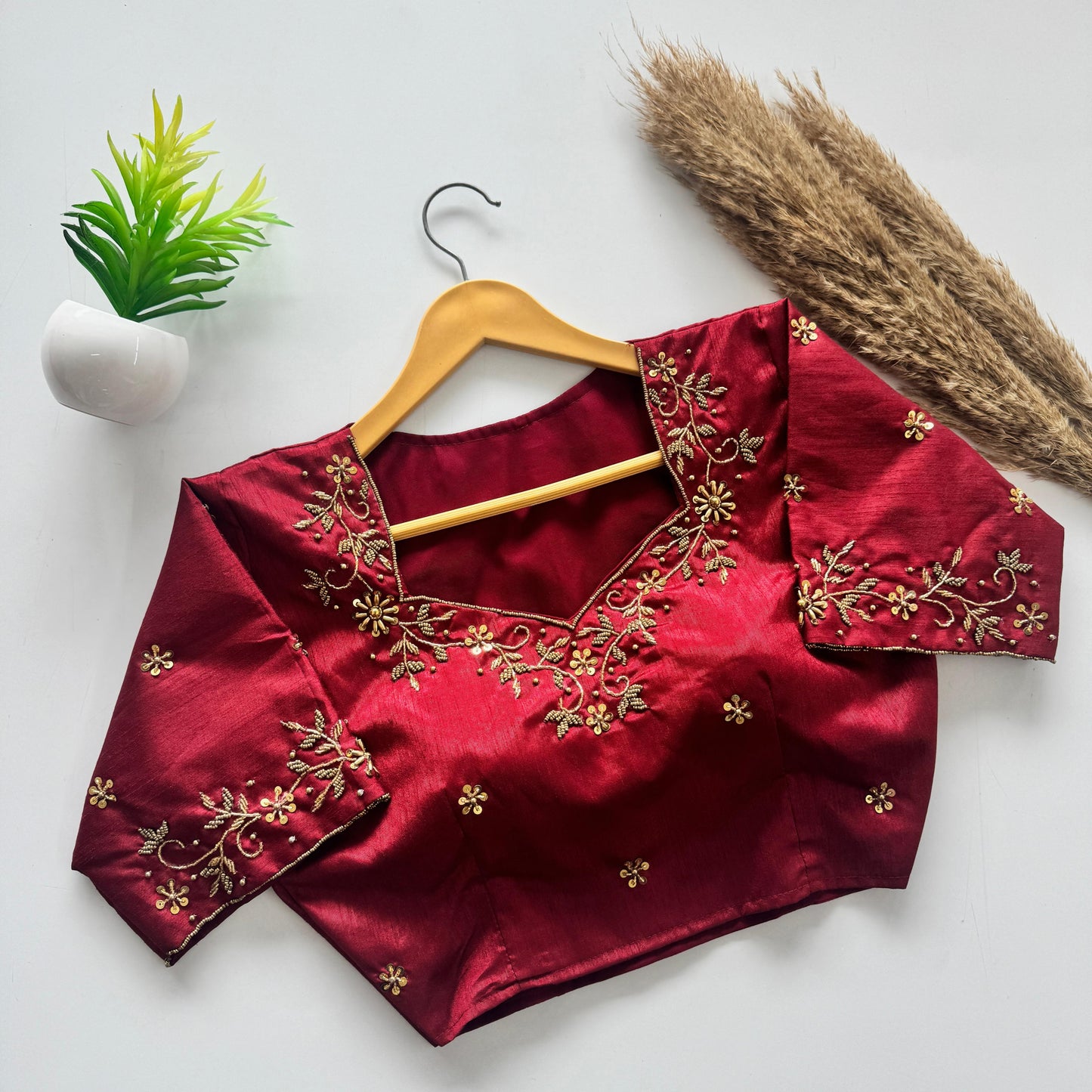 designer handwork blouse with intricate detailing