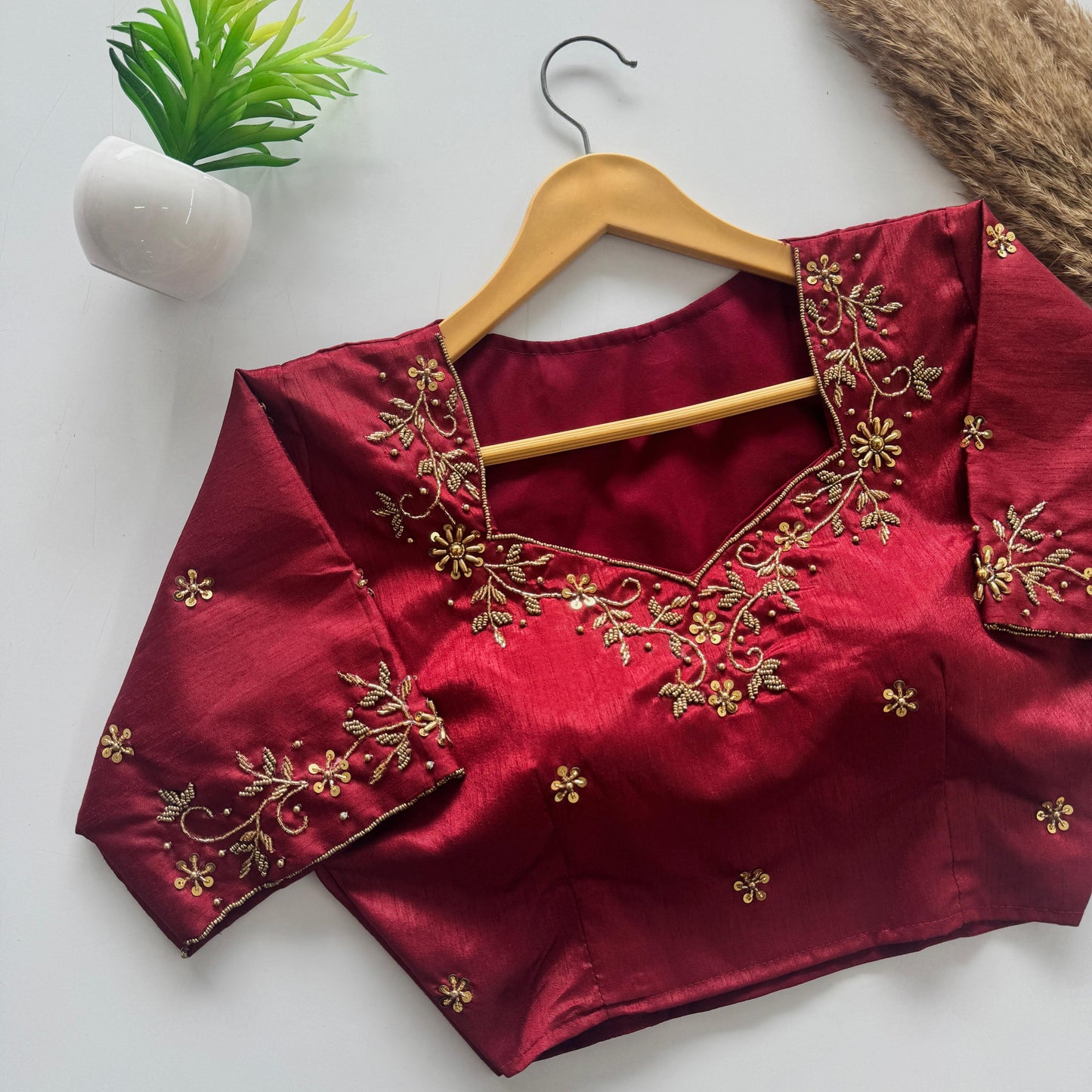 designer handwork blouse with intricate detailing