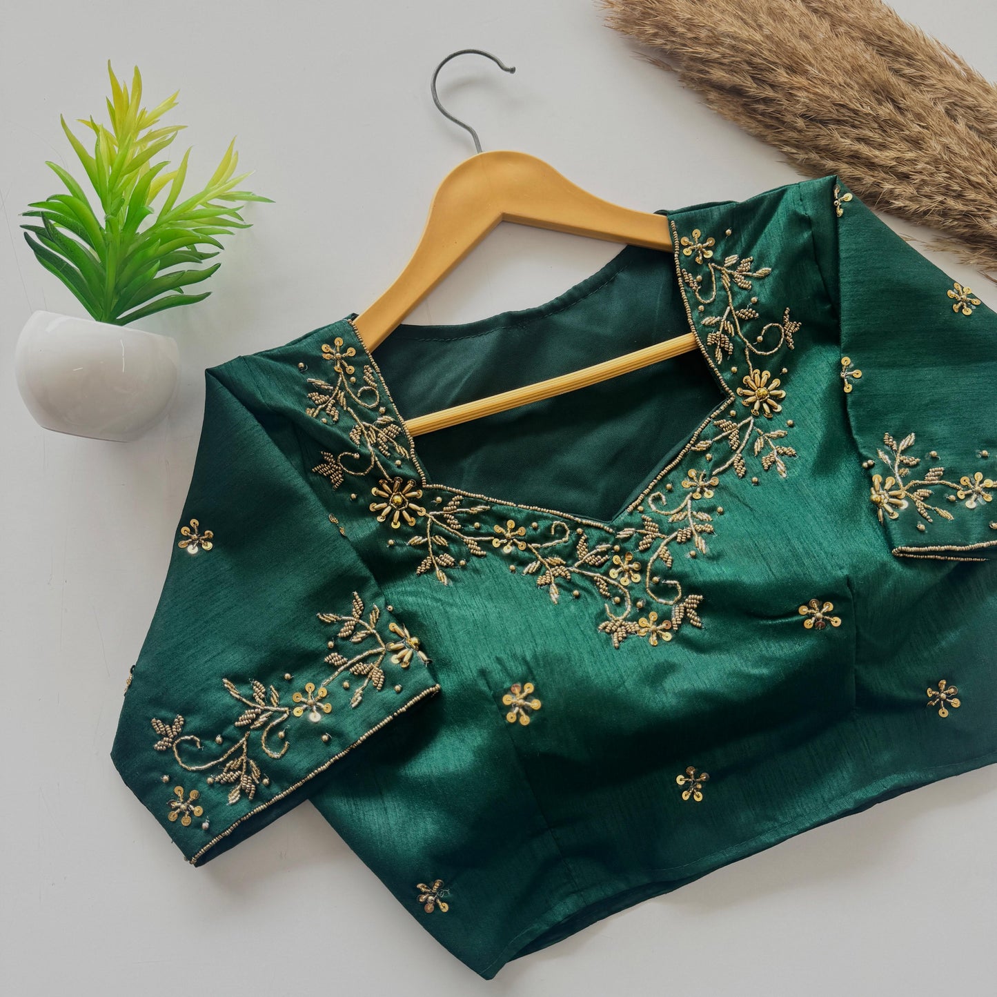 designer handwork blouse with intricate detailing