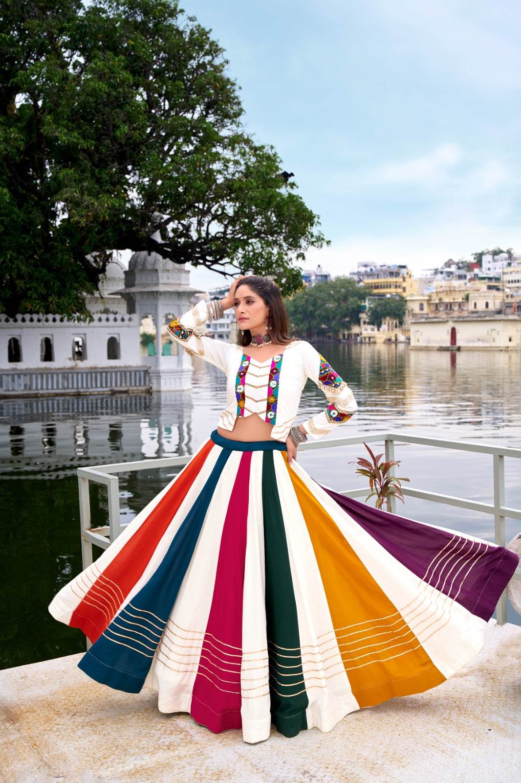 navratri special mirror work for legacy pure rayon lehenga choli - rpd fashion