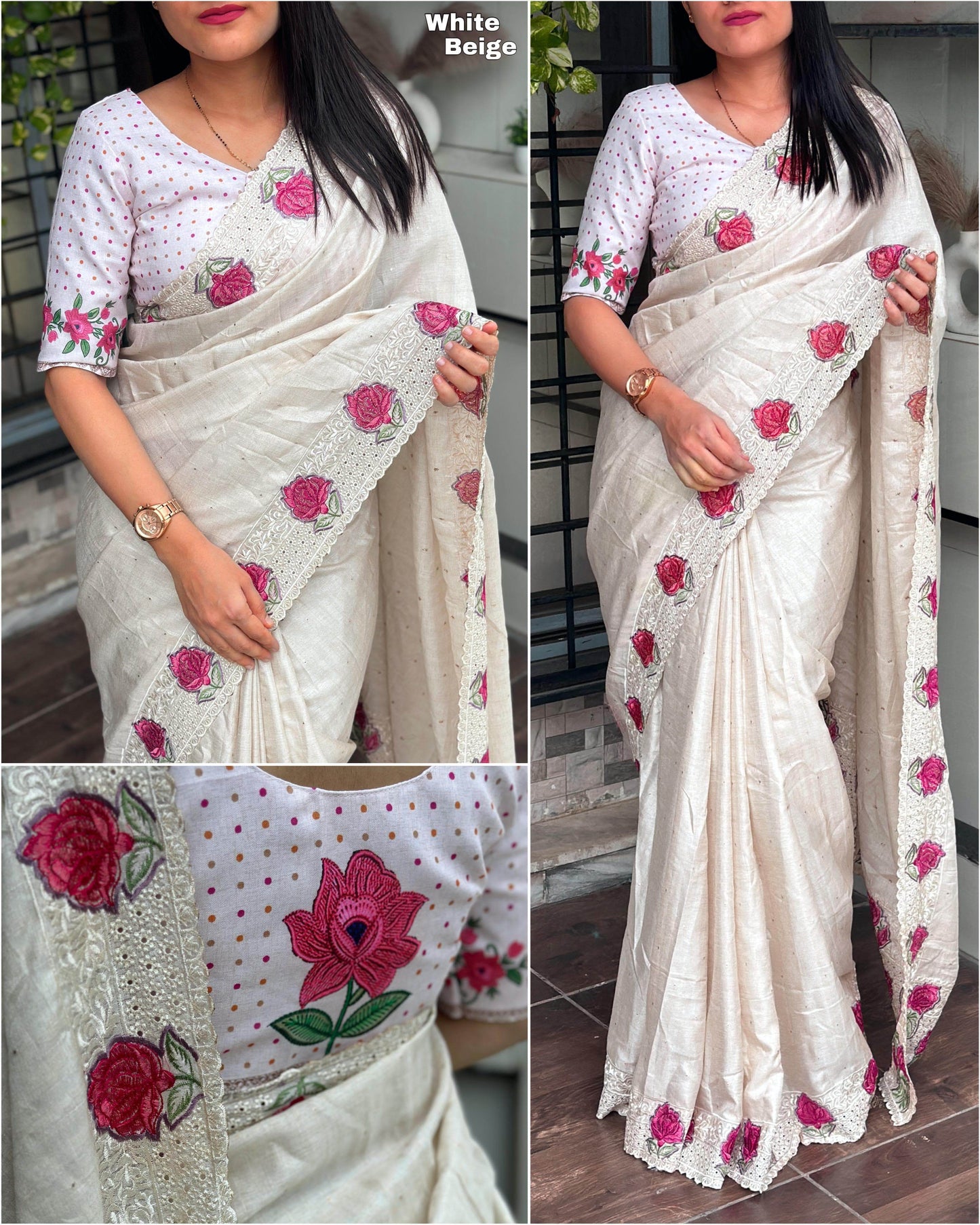 multi thread embroidery work in saree with cutwork & boaring work - rpd fashion