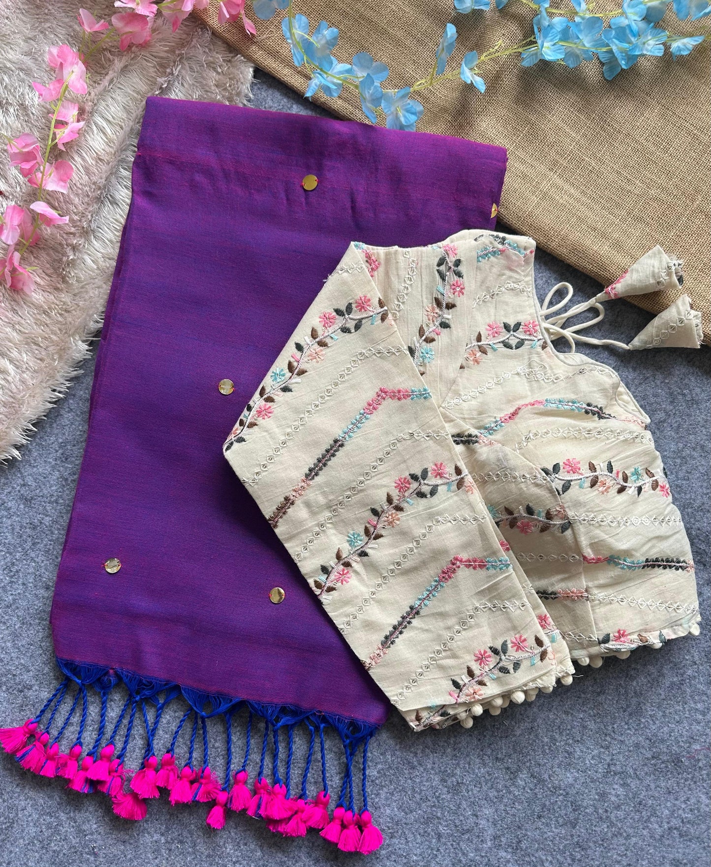 khadi cotton saree with hand stich gini beautiful havy khadi cotton blouse rpd fashion