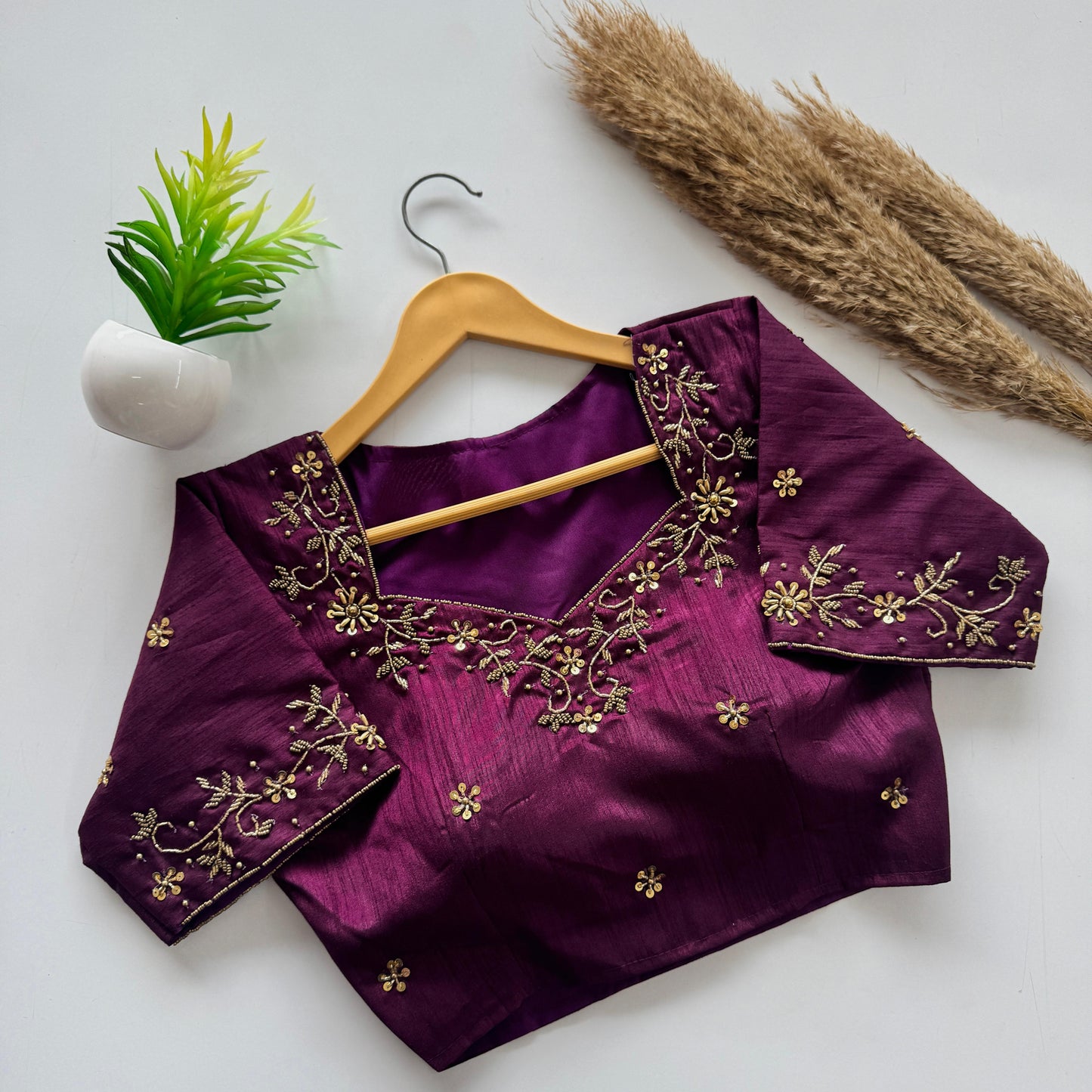 designer handwork blouse with intricate detailing