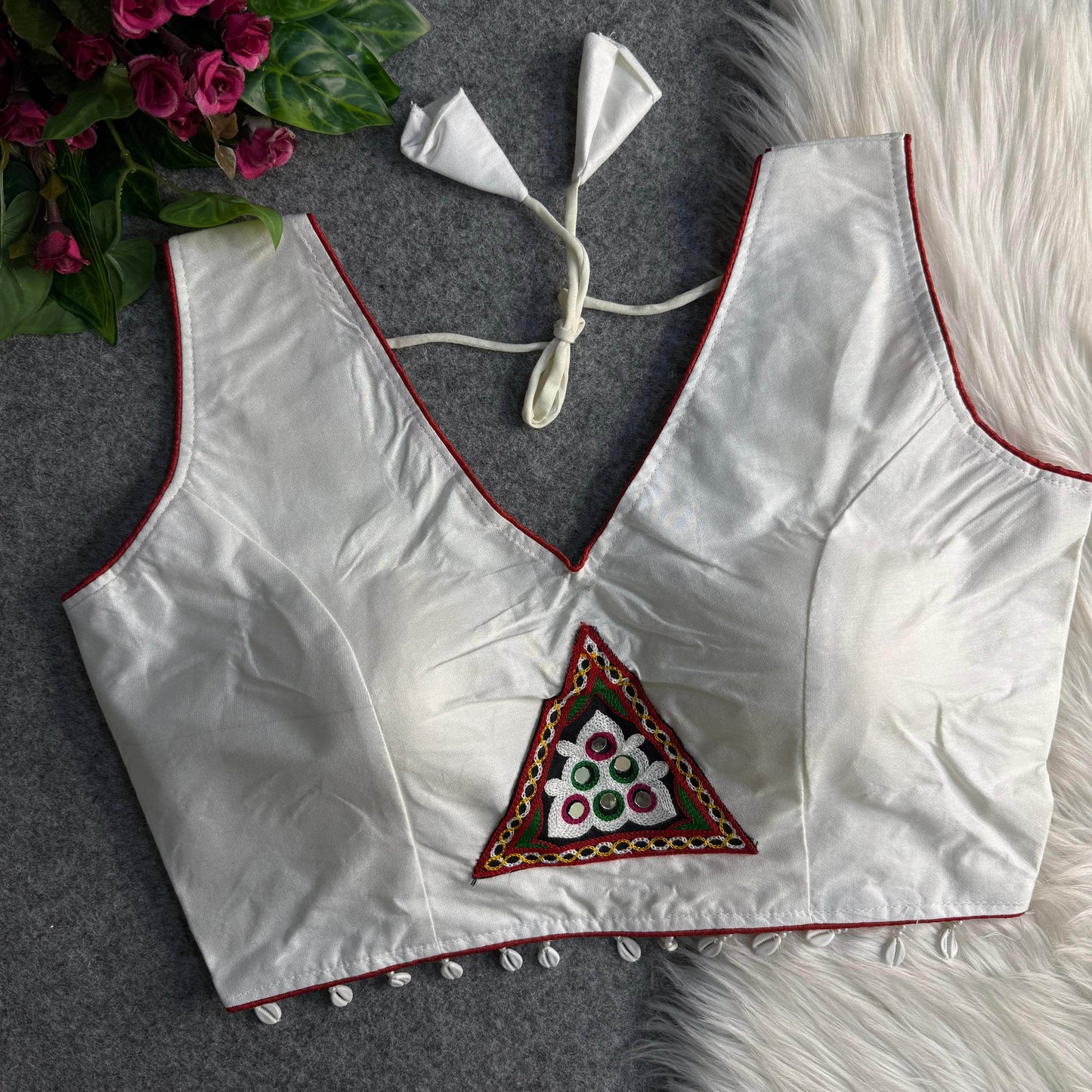 traditional navratri rayon cotton blouse with patch work - rpd fashion