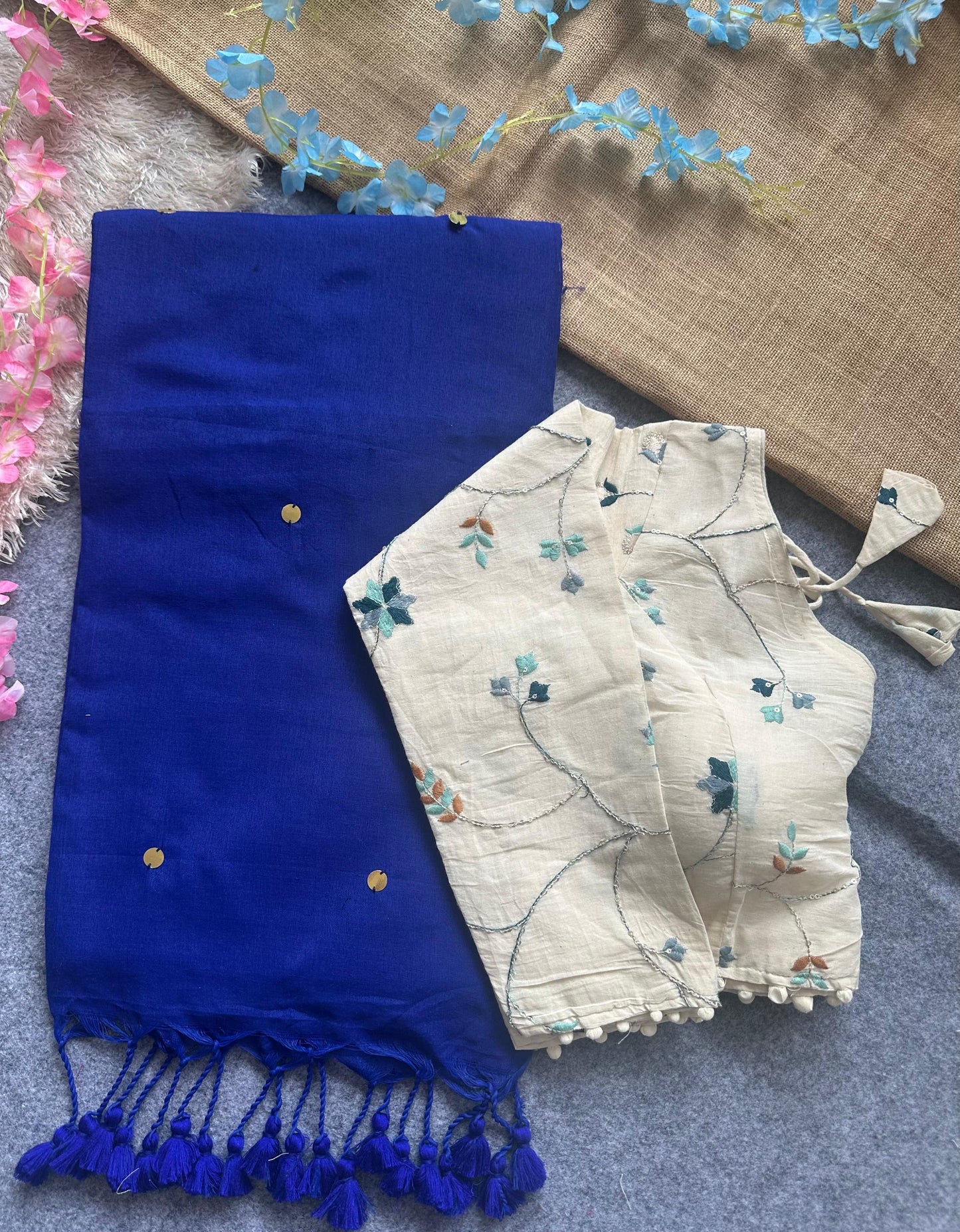 khadi cotton saree with hand stich gini beautiful havy khadi cotton blouse rpd fashion
