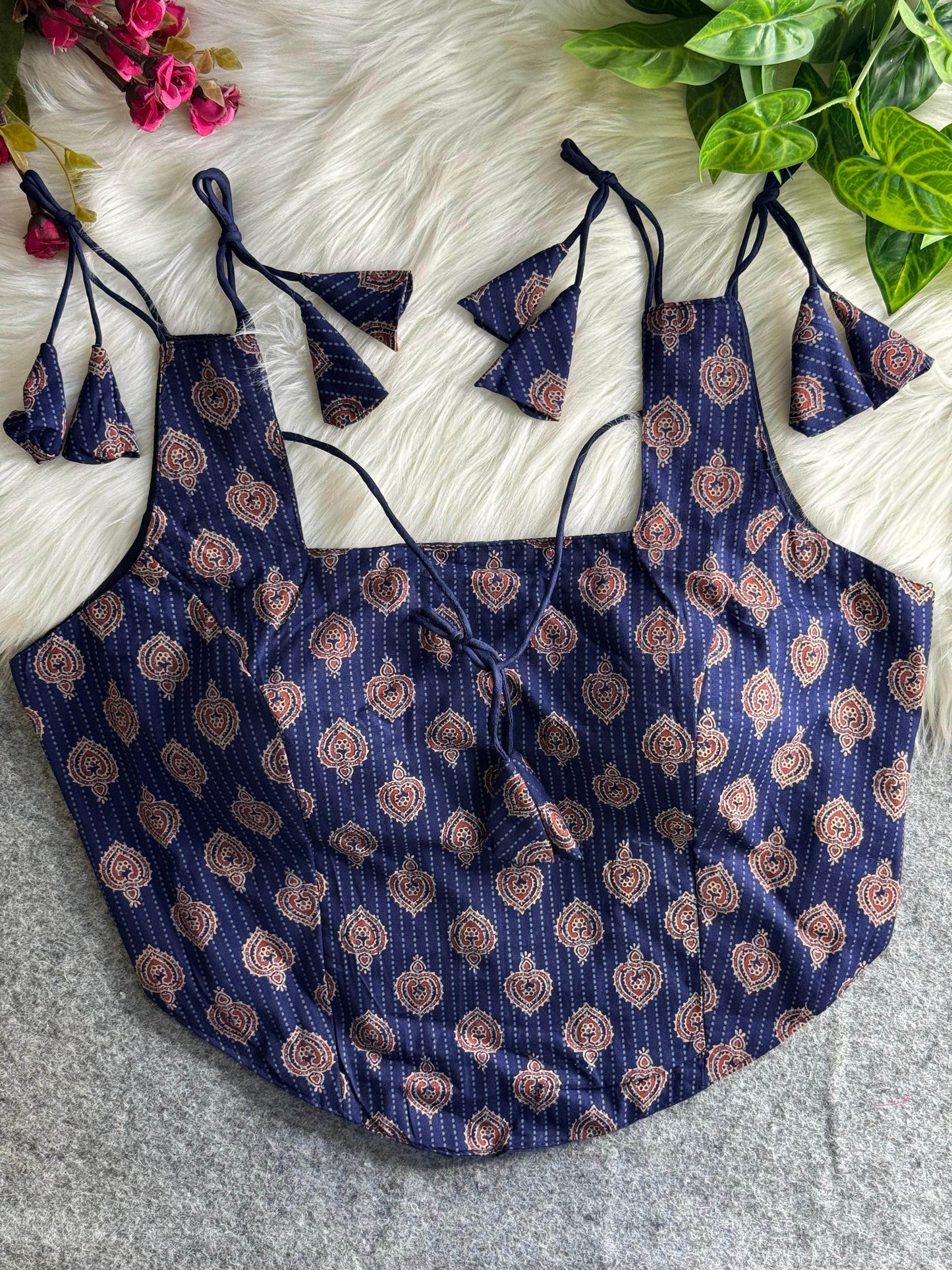 summer special ajrakh printed pure cotton blouse - rpd fashion