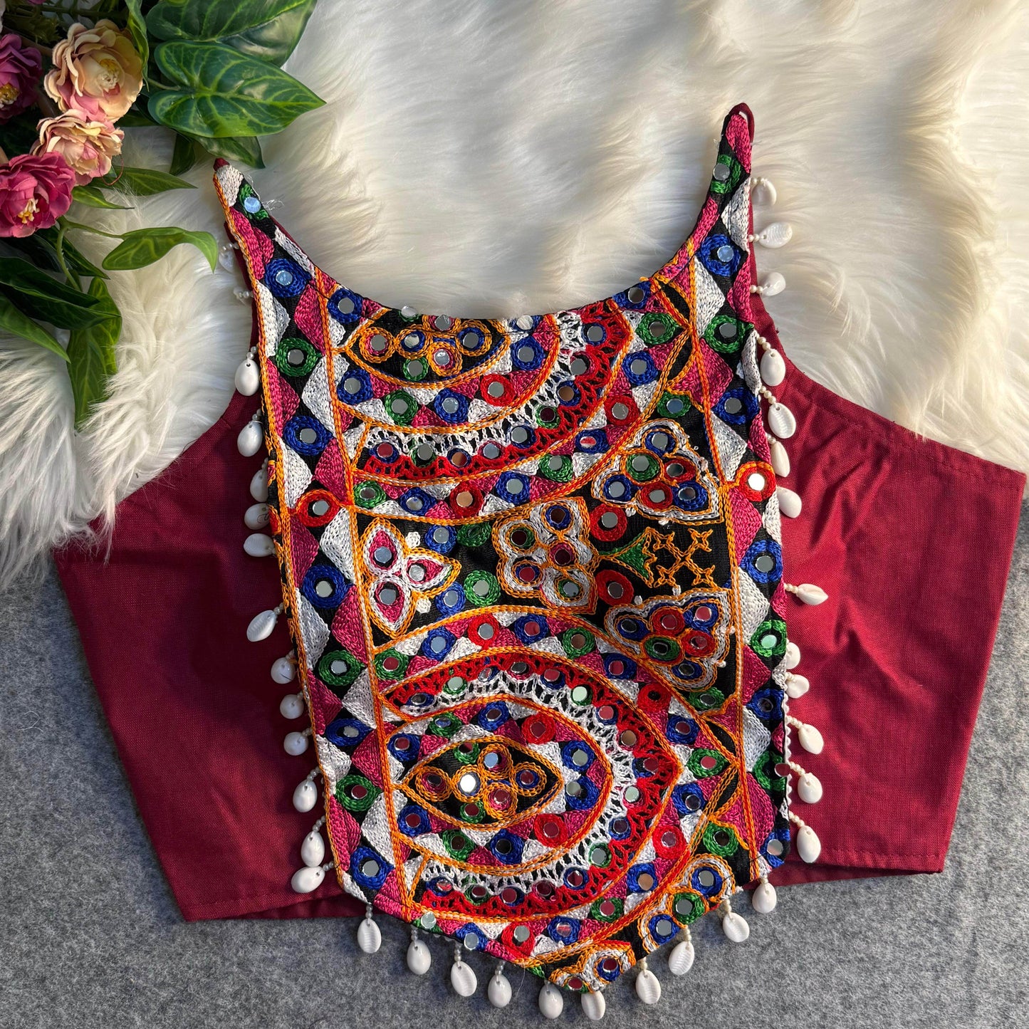spaghetti style real shell blouse with heavy embroidery - rpd fashion