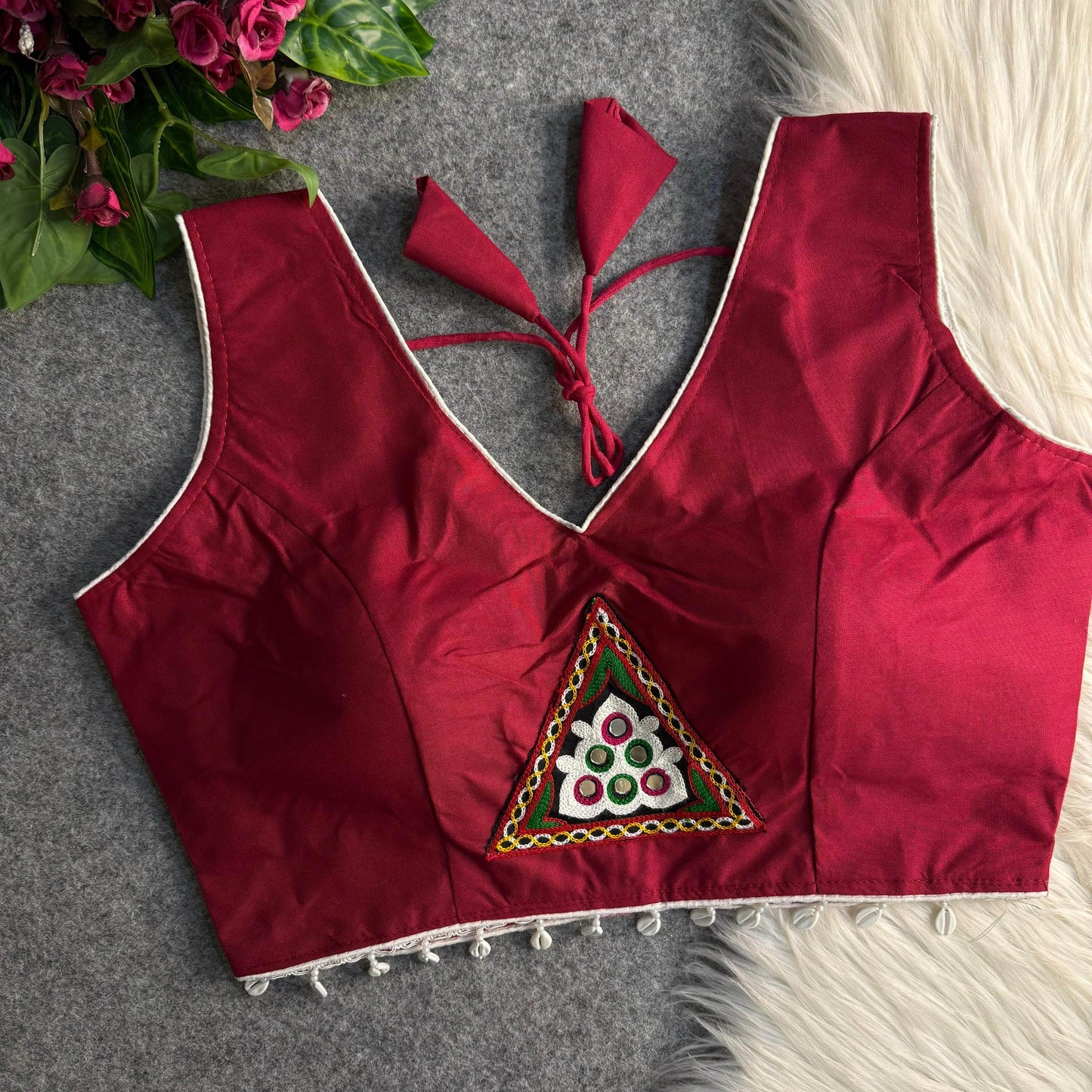 traditional navratri rayon cotton blouse with patch work - rpd fashion