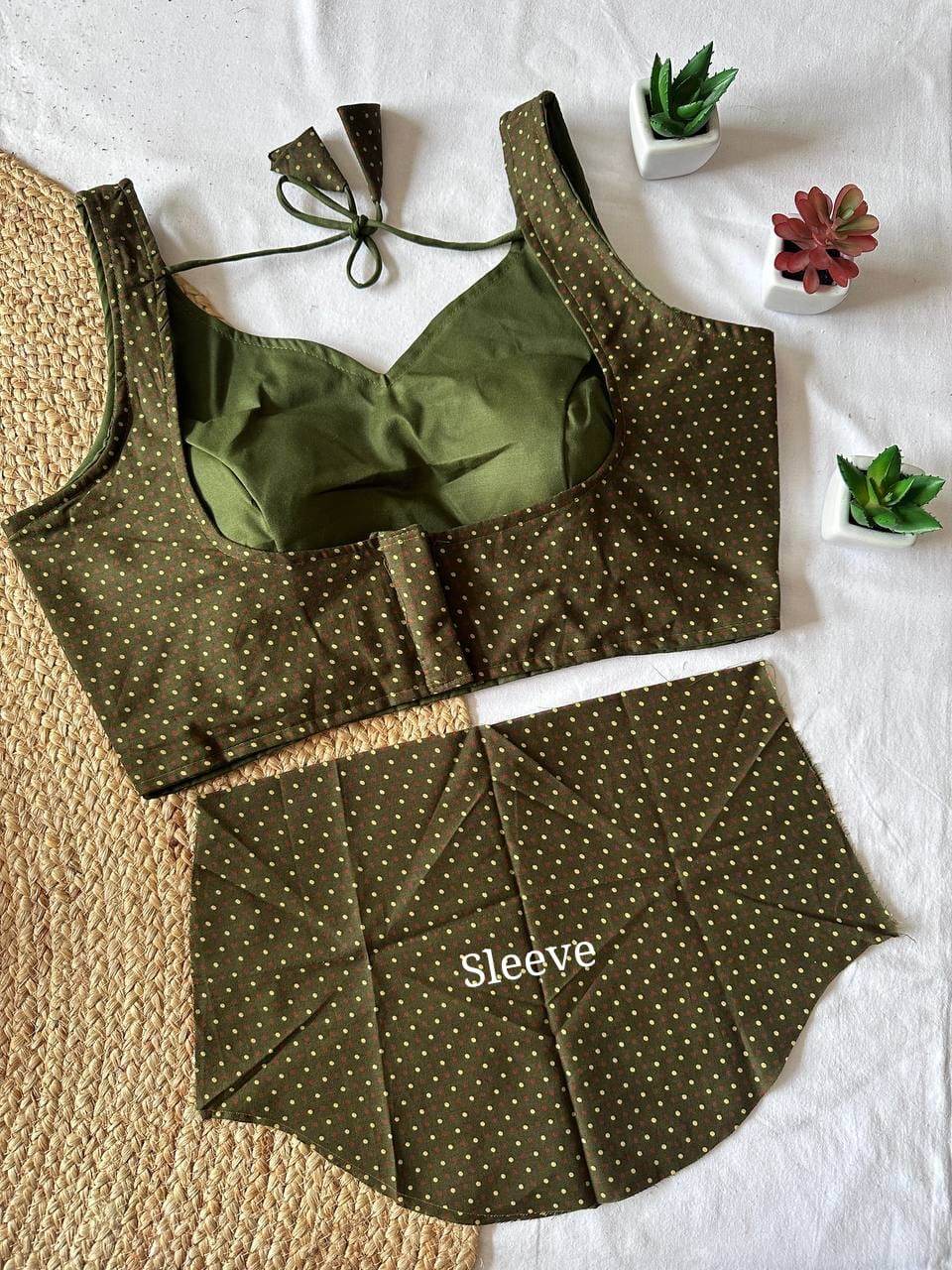 handblock cotton ajrakh blouse - polka dot design - rpd fashion