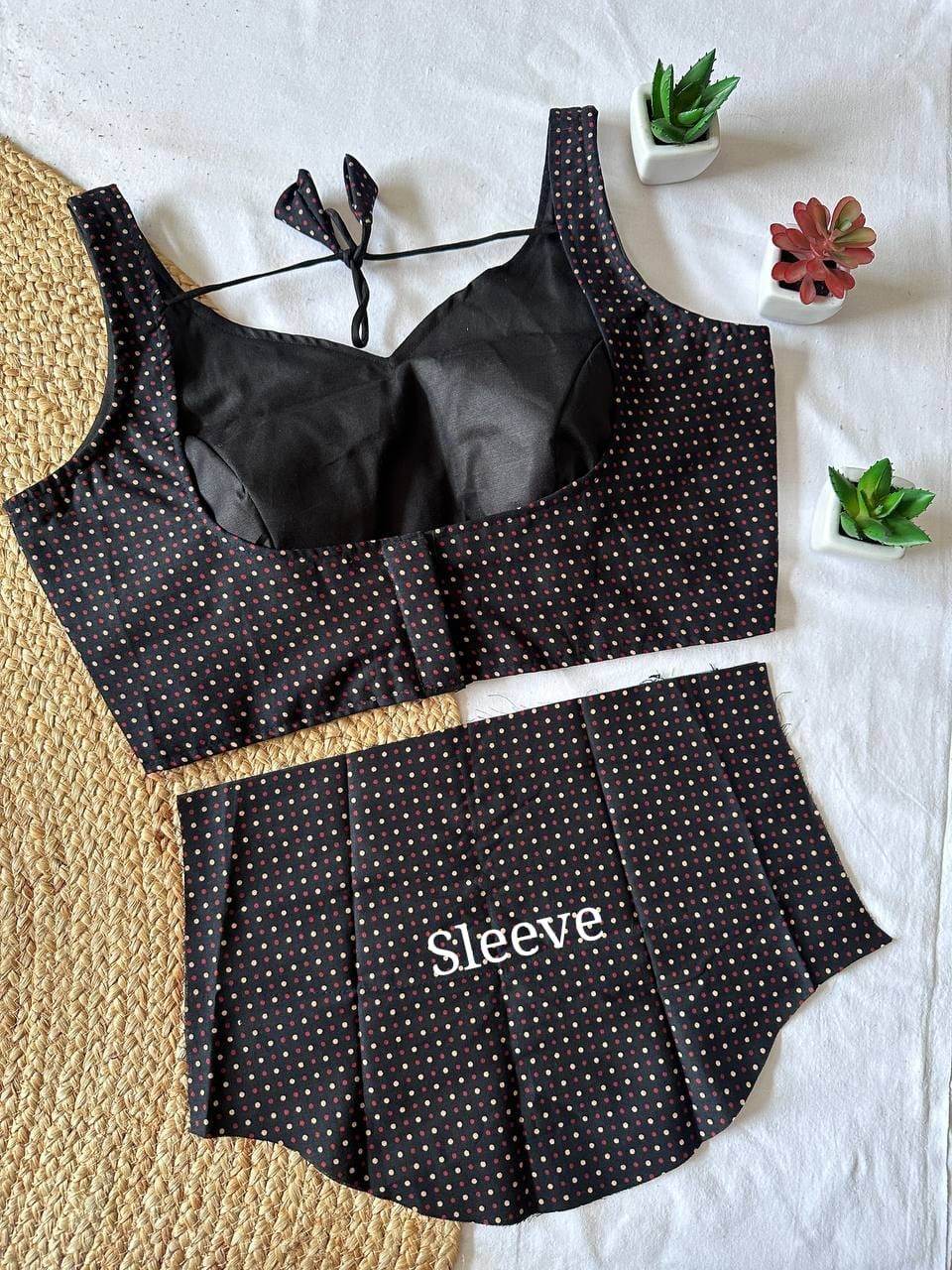 handblock cotton ajrakh blouse - polka dot design - rpd fashion
