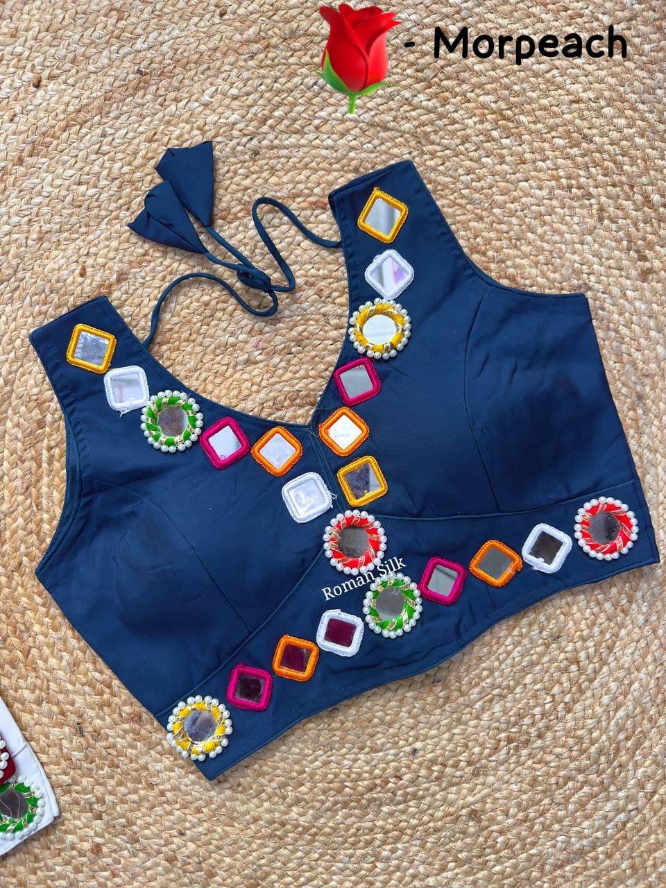 women's designer navratri traditional real mirror work sleeveless blouse - rpd fashion