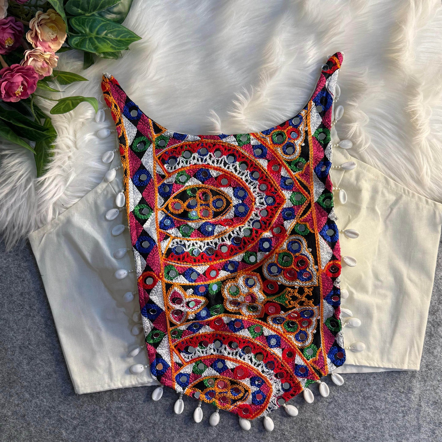spaghetti style real shell blouse with heavy embroidery - rpd fashion