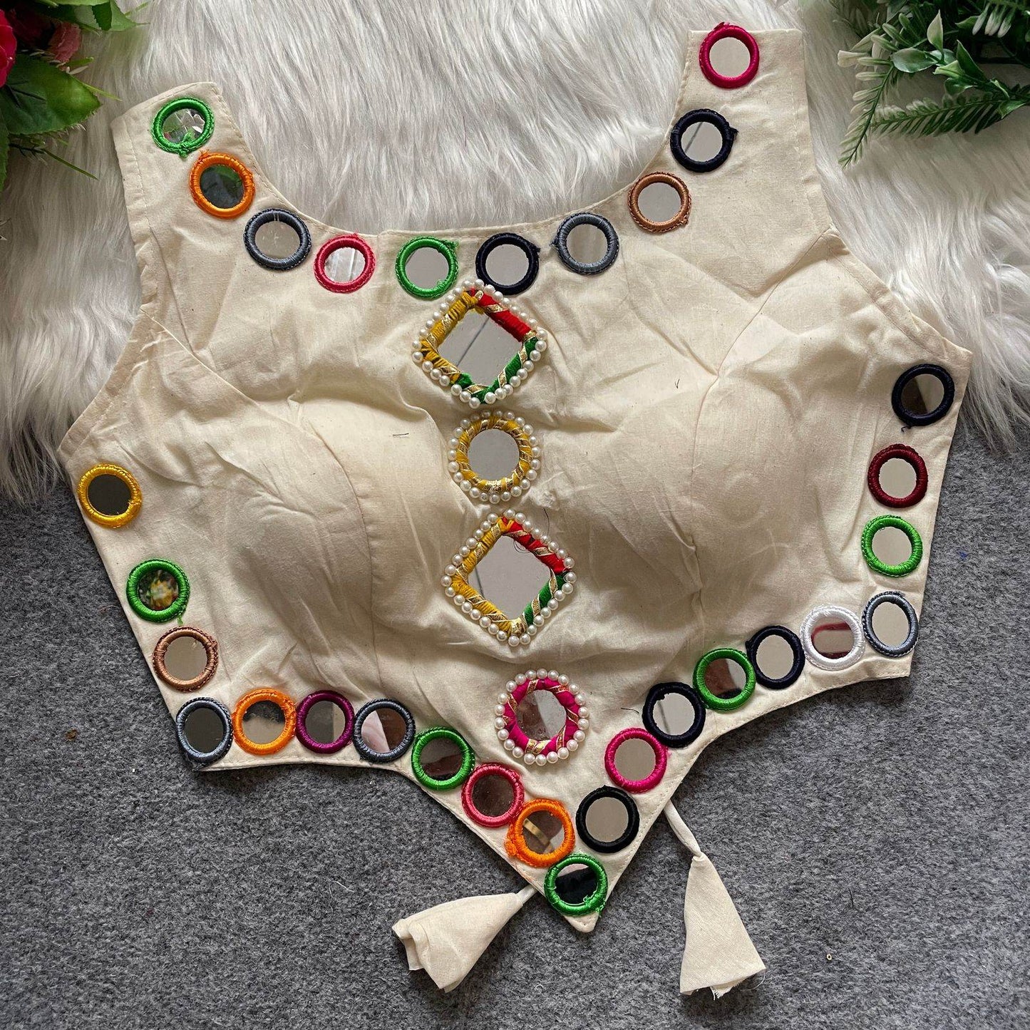 new navratri concept blouse with real hand mirror work - rpd fashion