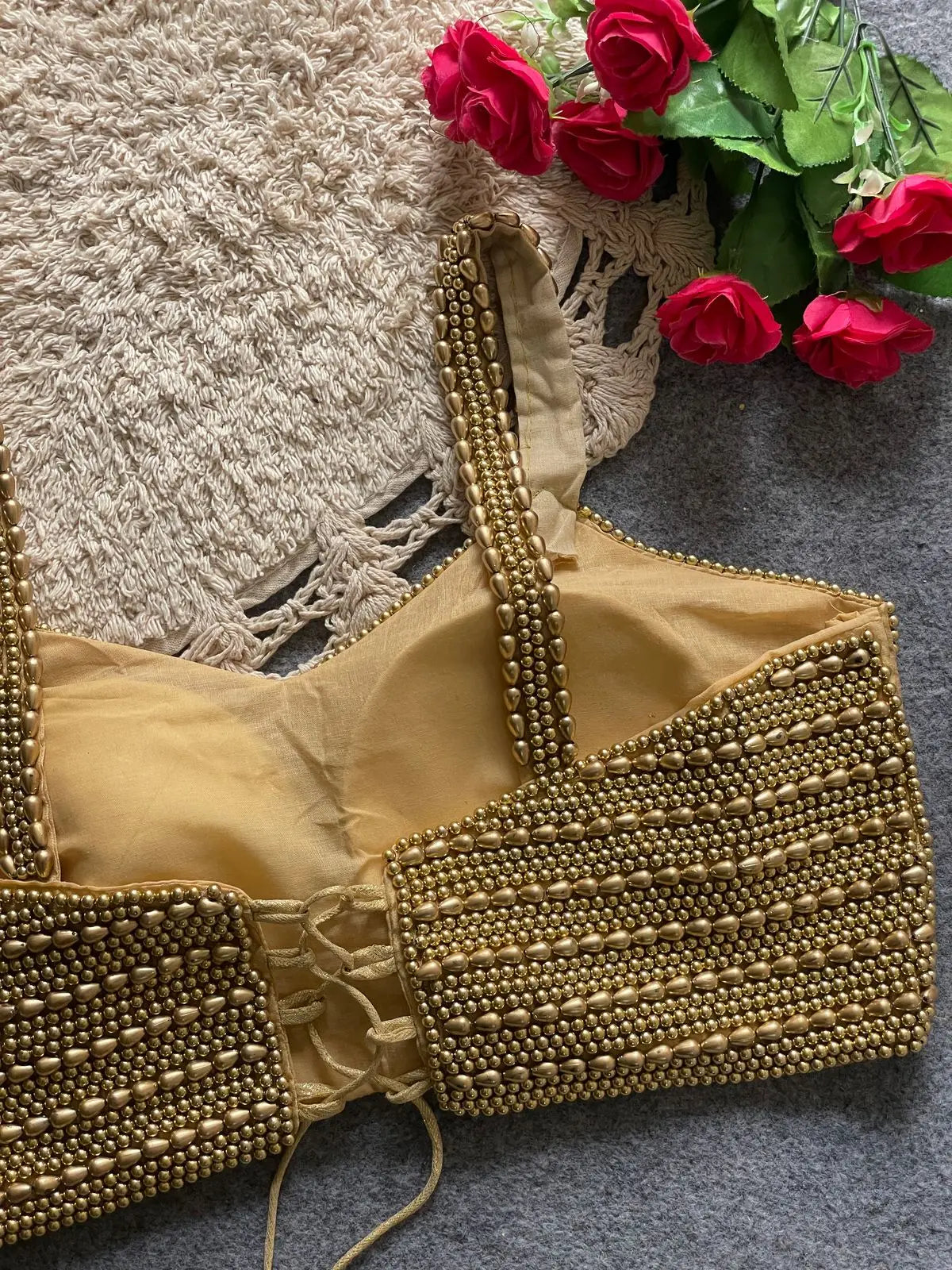 beautiful pearl moti spaghetti blouse - elegant silk design - rpd fashion