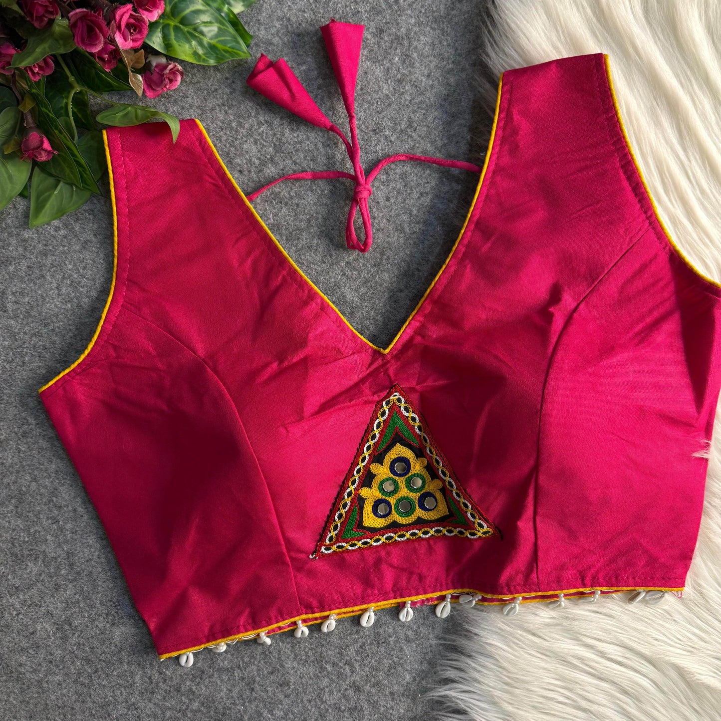 traditional navratri rayon cotton blouse with patch work - rpd fashion