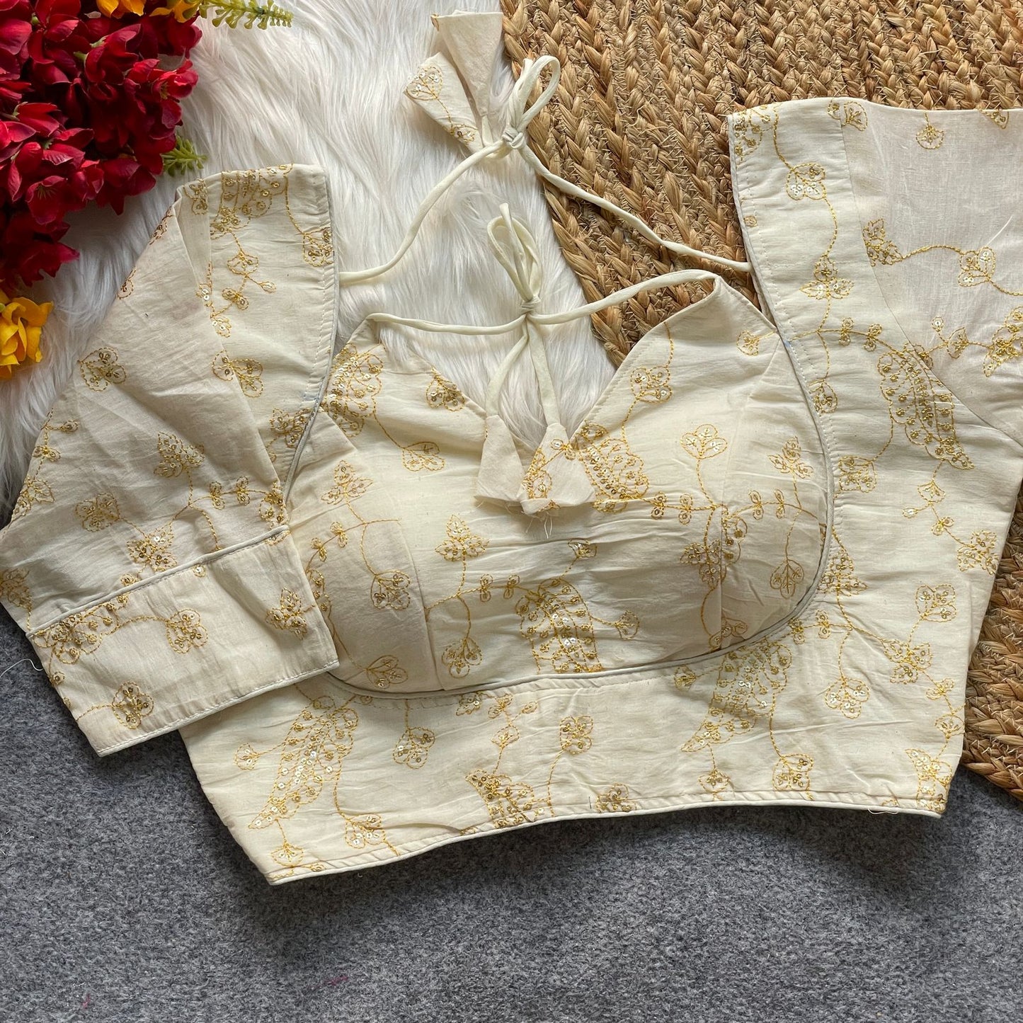 khadi cotton halter neck blouse